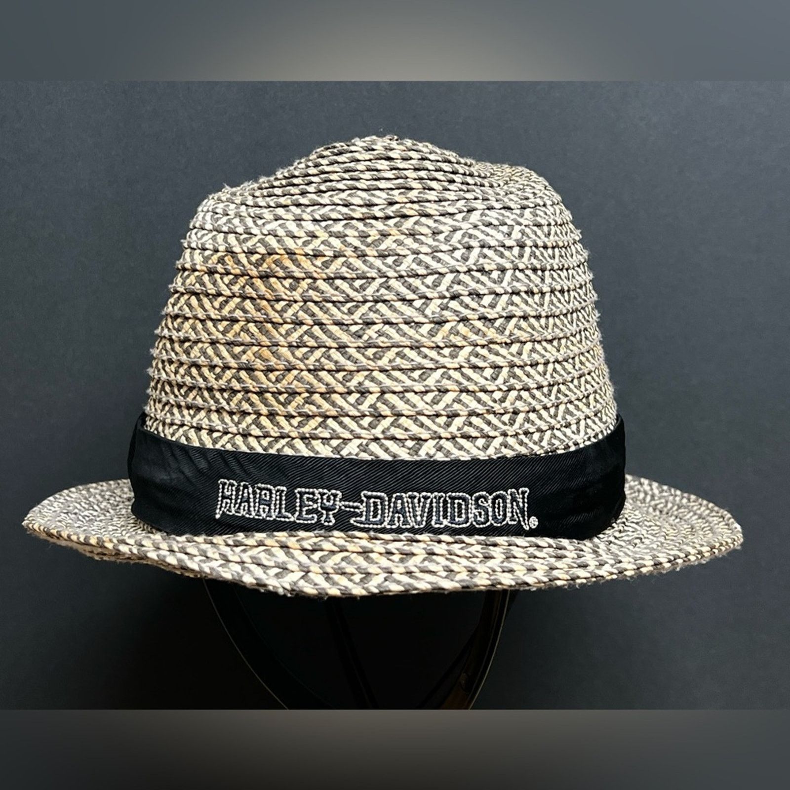 Harley Davidson VINTAGE HARLEY DAVIDSON STRAW LOGO BAND FEDORA HAT SIZE S/M Size ONE SIZE - 1 Thumbnail
