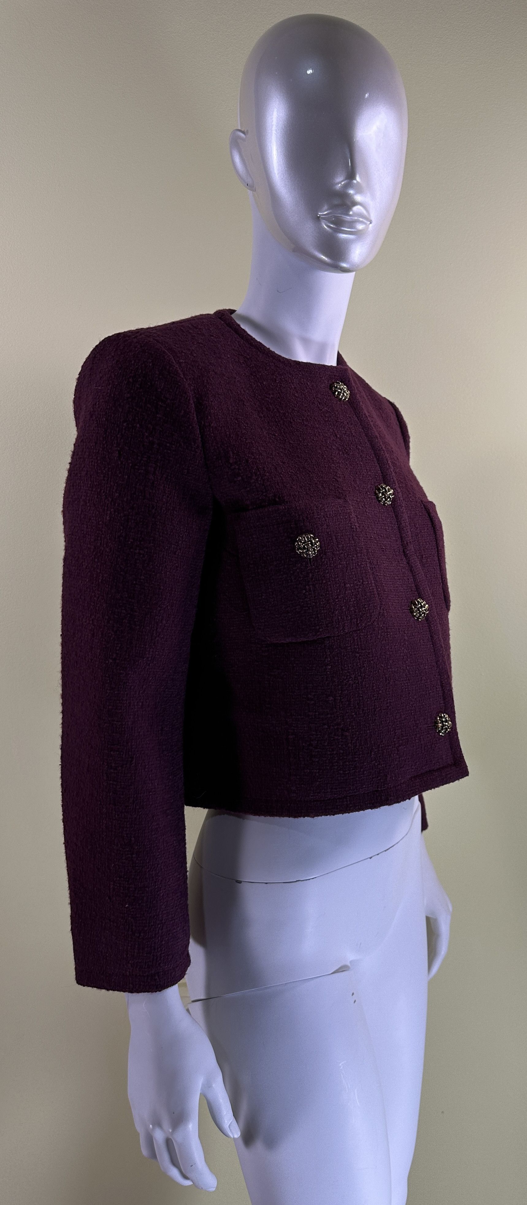 ba&sh Burgundy jacket Meredith tweed Size S / US 4 / IT 40 - 2 Thumbnail