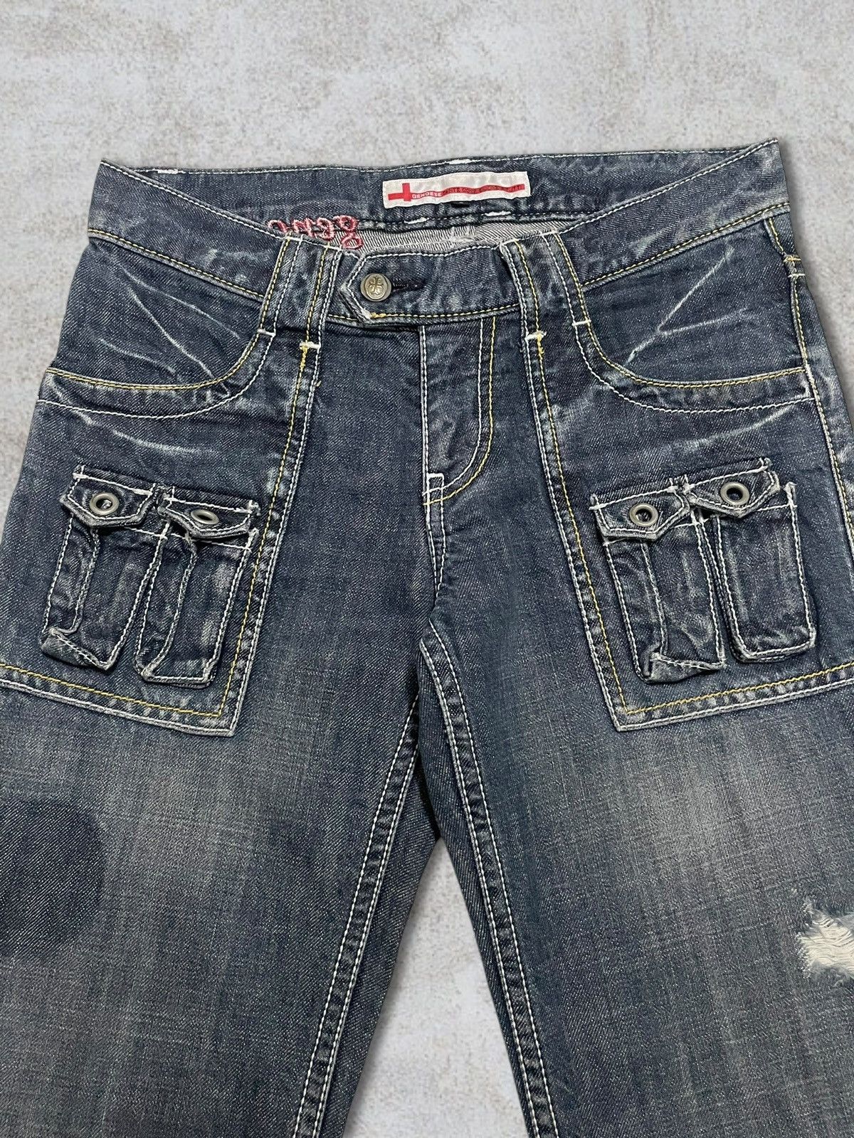 If Six Was Nine Vintage Genoese Tactical Embroidery Cross Logo Ripped Jeans Size 30" / US 8 / IT 44 - 3 Thumbnail