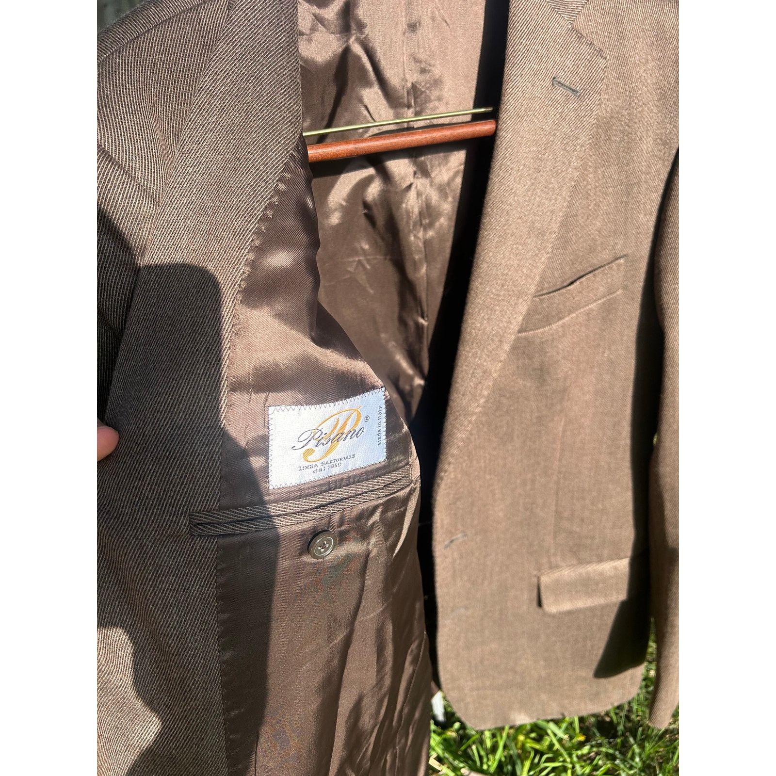 Other Pisano Linea Sartoriale Blazer Brown Zignone High Twist Size 44R - 9 Thumbnail