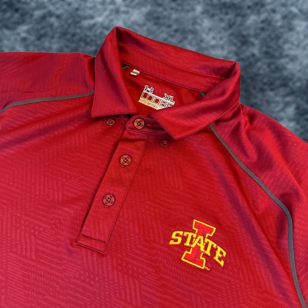 Under Armour Under Armour HeatGear Polo Shirt Mens XL Red Iowa State Embroidered Logo Polo Shirt Golf Activewear Casual Athletic Loose Fit Size XL Mens Size US XL / EU 56 / 4 - 1 Thumbnail