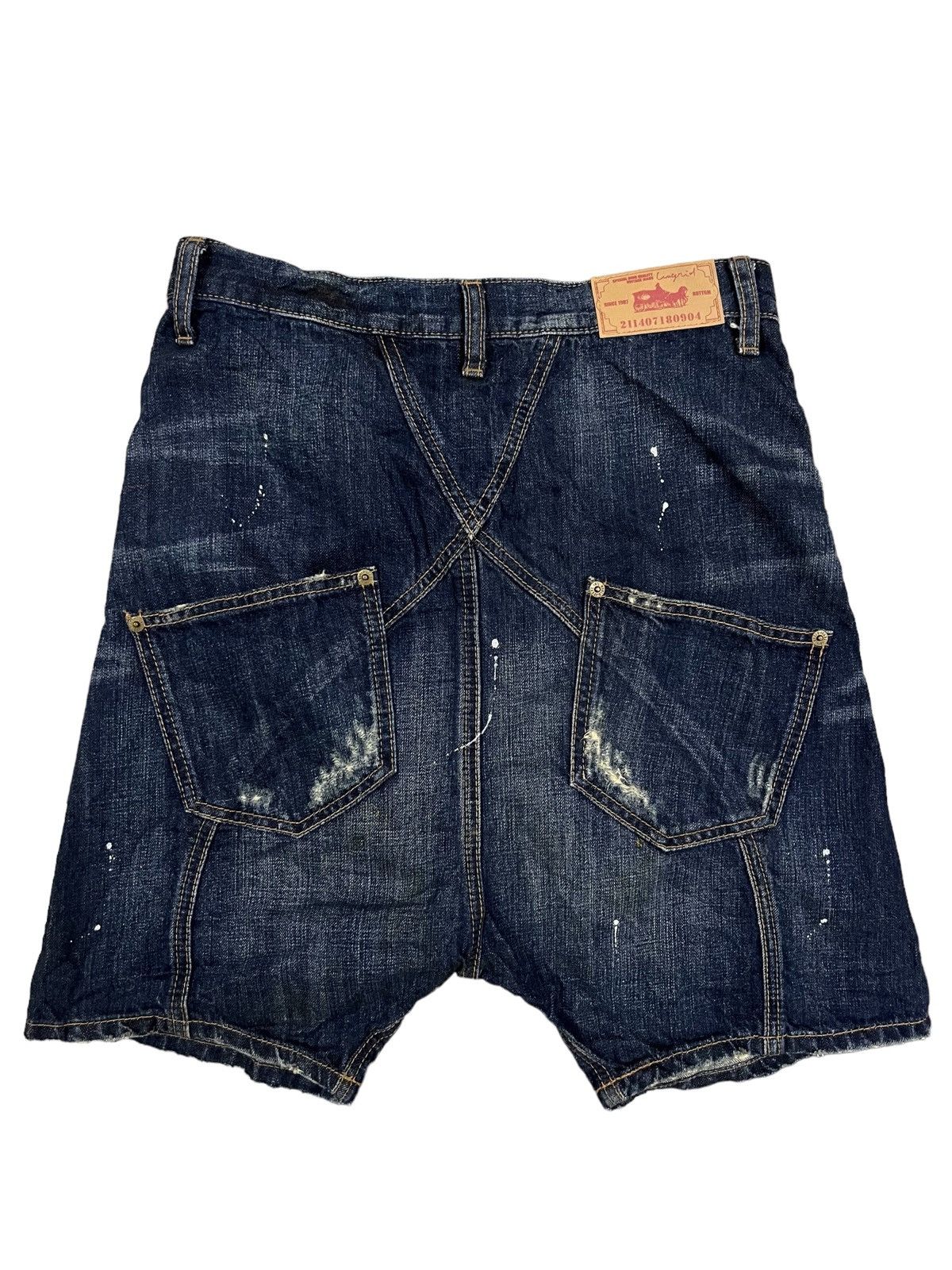 Other High Waist Blue Wash Paint Splatter Distress Short Jeans Size 28" / US 6 / IT 42 - 6 Thumbnail