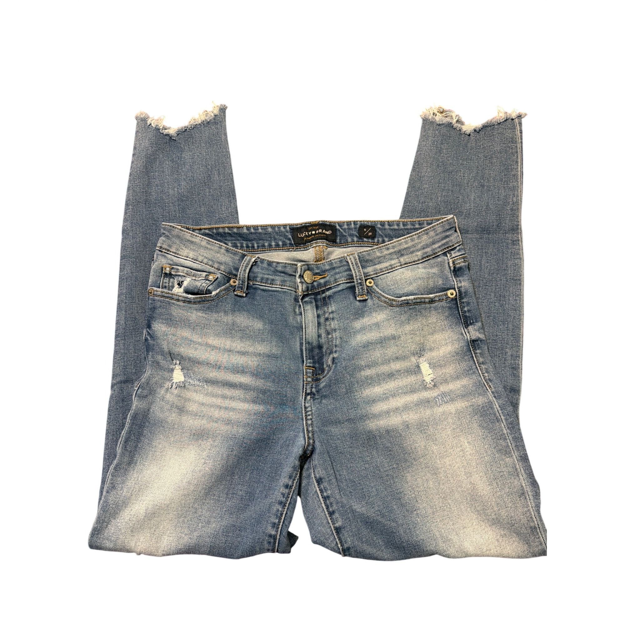 Lucky Brand Lucky Brand Ava Skinny Distressed Blue Jeans Denim Frayed He Size 28" / US 6 / IT 42 - 2 Thumbnail