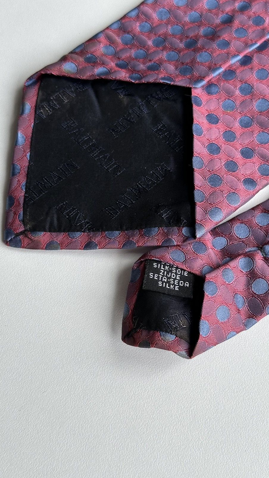 Balmain Balmain Men Pink Blue Classic Tie Made In Italy 100% Silk Size ONE SIZE - 5 Thumbnail