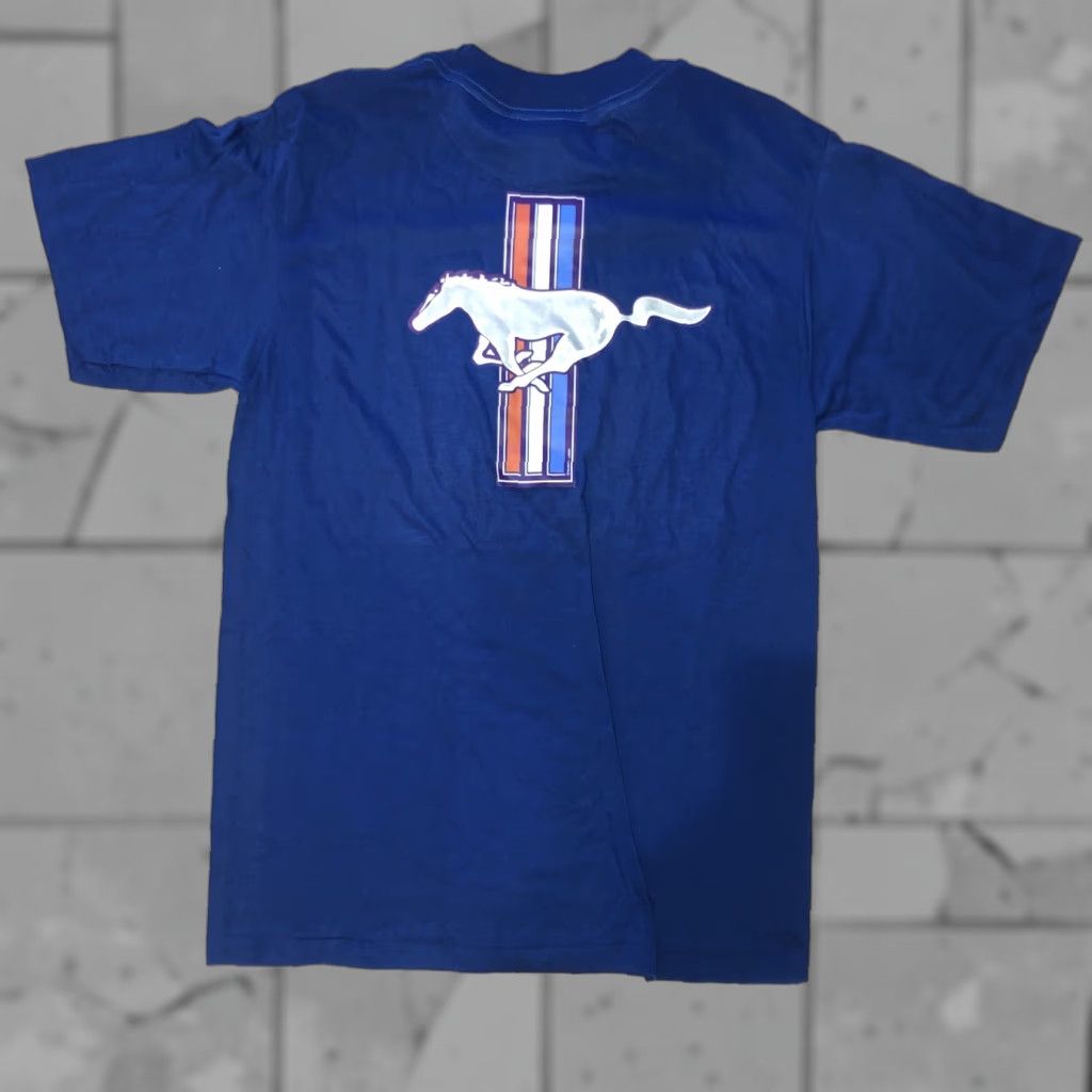 Vintage VTG Single Stitch Tplus Blue Mustang Logo USA MADE T-Shirt Mens Size L Blue Mustang Logo USA Made T-Shirt Mens L Size US L / EU 52-54 / 3 - 1 Thumbnail