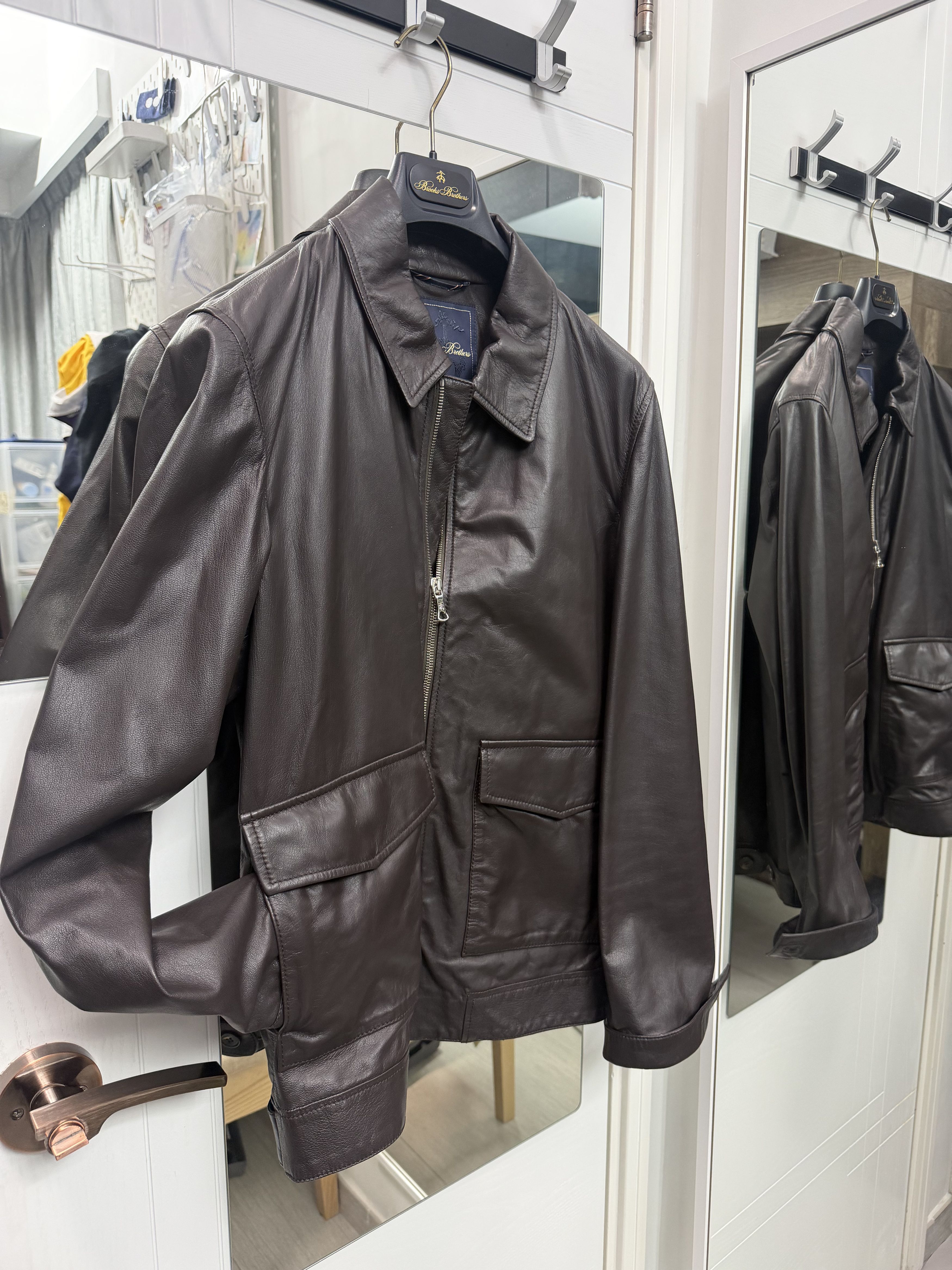 Brooks Brothers Brooks Brother Lamb Leather Jacket Golden Fleece Size US S / EU 44-46 / 1 - 1 Thumbnail