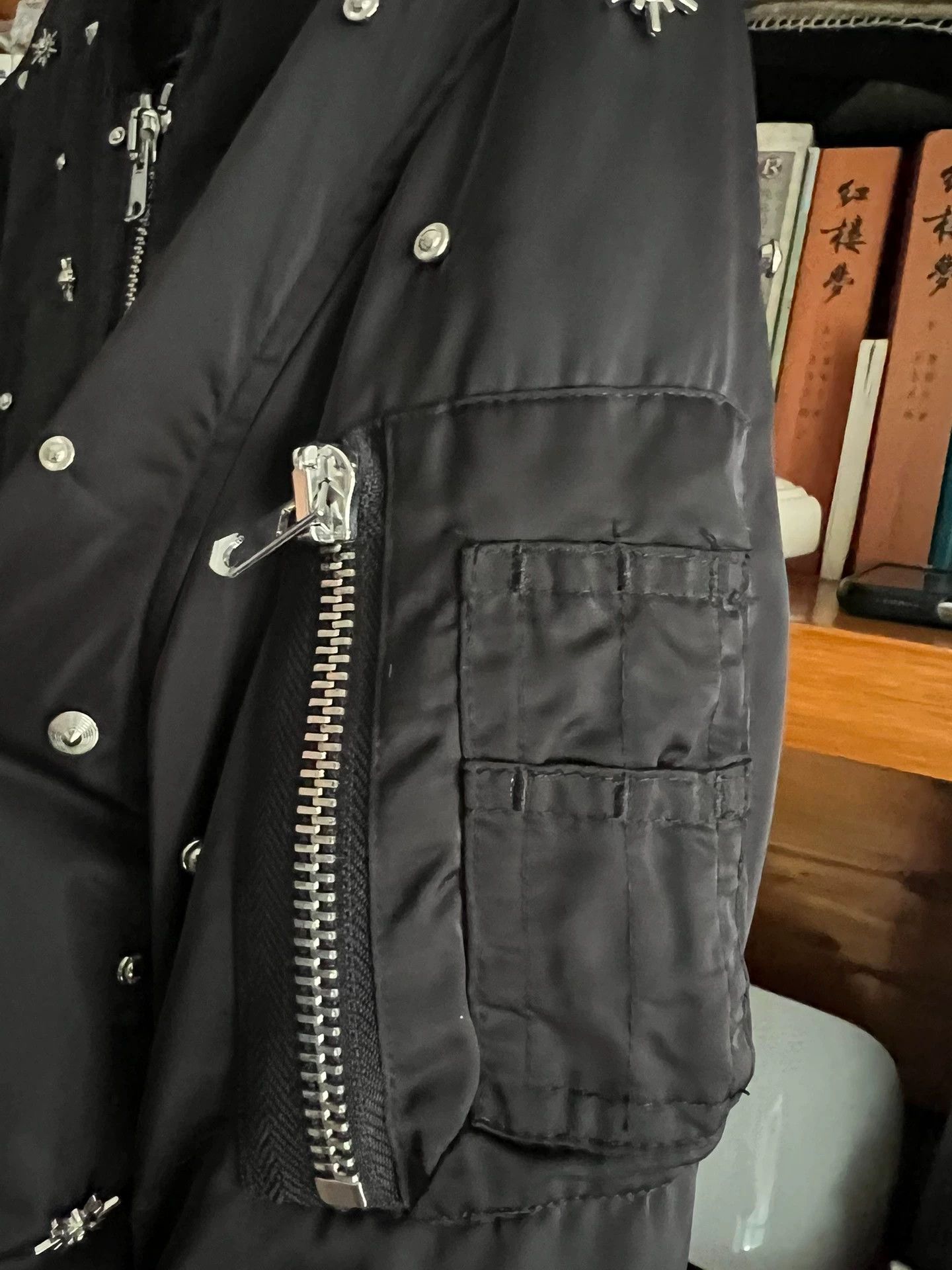 Sandro Sandro Black Star Rivet Flight Jacket 3 (Near New) Size US L / EU 52-54 / 3 - 7 Thumbnail