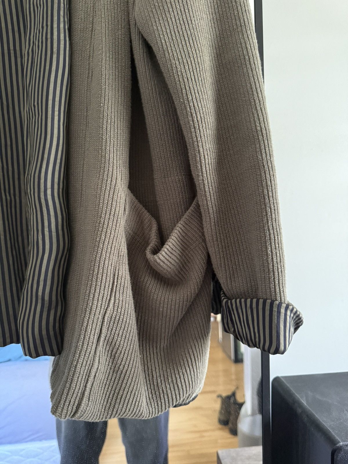 Ts(S) Rib Stitch Cotton Jersey Lined Easy Cardigan (Olive) Size US XL / EU 56 / 4 - 3 Thumbnail