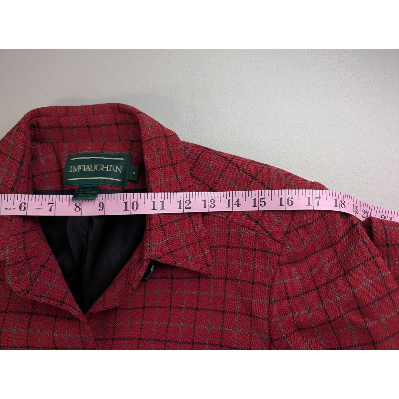 J.McLaughlin J McLaughlin Jacket Red Plaid Cropped Preppy Wool Academia Size M / US 6-8 / IT 42-44 - 8 Thumbnail