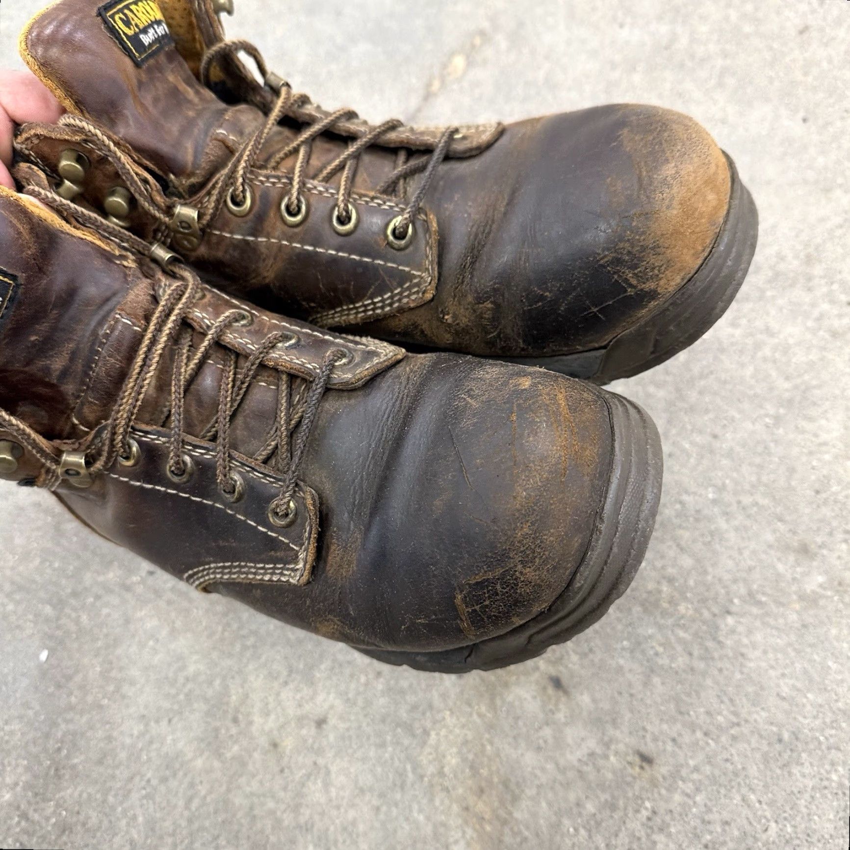 Vintage Carolina Work Boot CA1620 Mens Size 8 Waterproof Leather Brown Distress USA Shoes M Leather Upper Fall Winter Distress Men Muscle Size US 8 / EU 41 - 6 Thumbnail