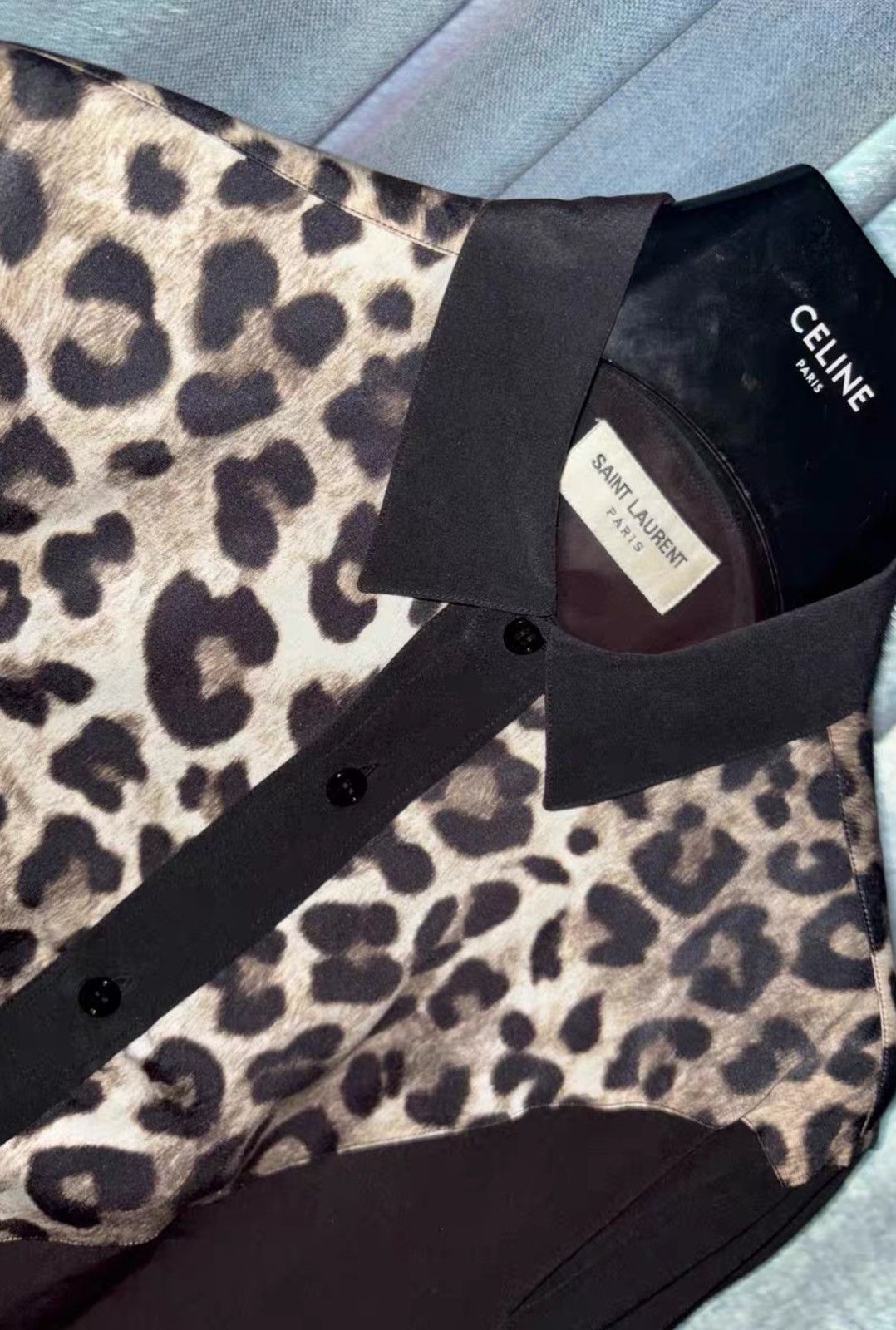 Saint Laurent Paris Saint Laurent SLP 2014FW Leopard Spliced Shirt Size US M / EU 48-50 / 2 - 3 Thumbnail