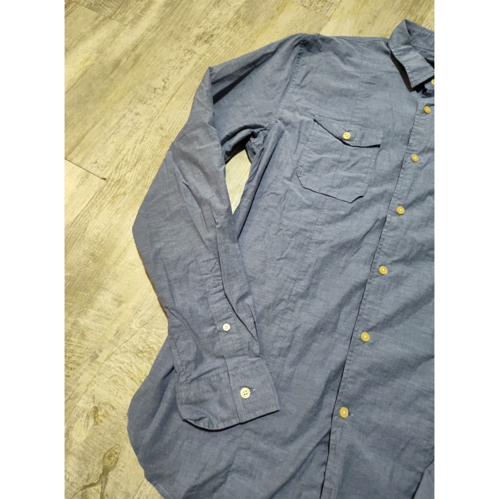 John Varvatos VINTAGE John Varvatos Men's Button Up Shirt Long Sleeve Dress Casual Formal Party L Blue Gray Size 42R - 4 Thumbnail
