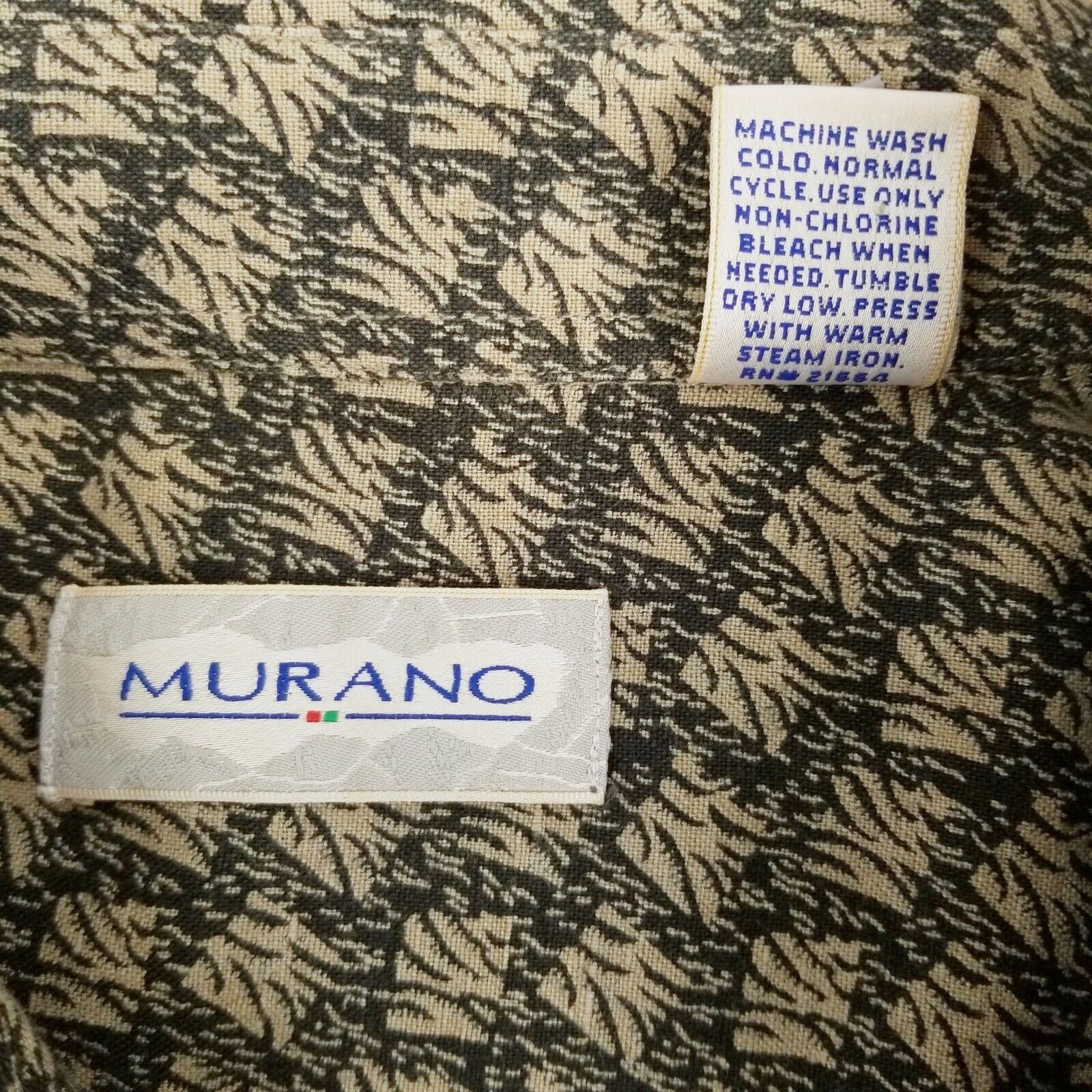 Murano Murano Button Front Shirt Mens Size XL Linen Blend Tan Gray Size US XL / EU 56 / 4 - 10 Thumbnail