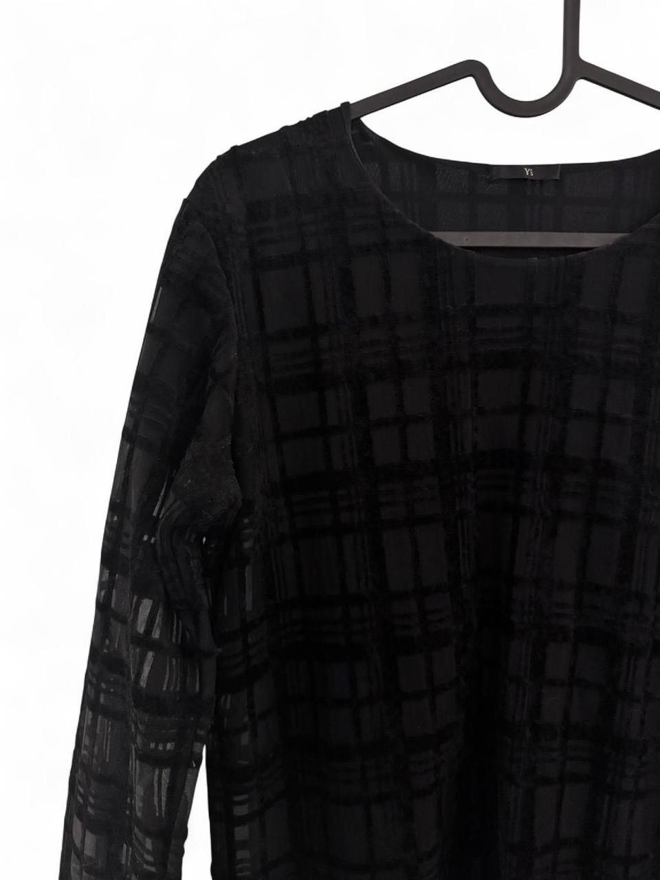 Y's Y's Black Sheer Plaid Top Size ONE SIZE - 3 Thumbnail