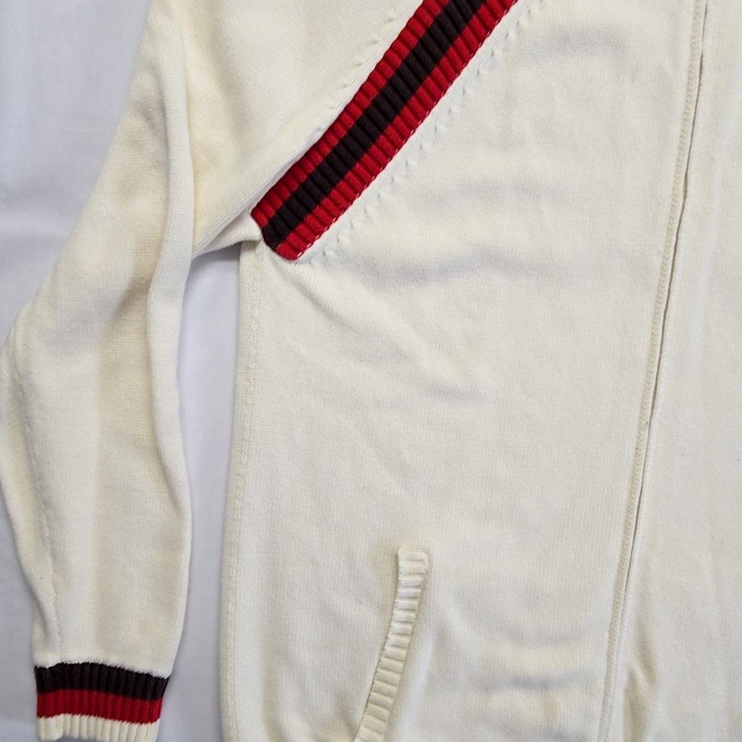 Ecko Unltd. Ecko Unltd Knit Sweater Red Stripe Full Zip Cream XXL Y2K Size US XXL / EU 58 / 5 - 6 Thumbnail