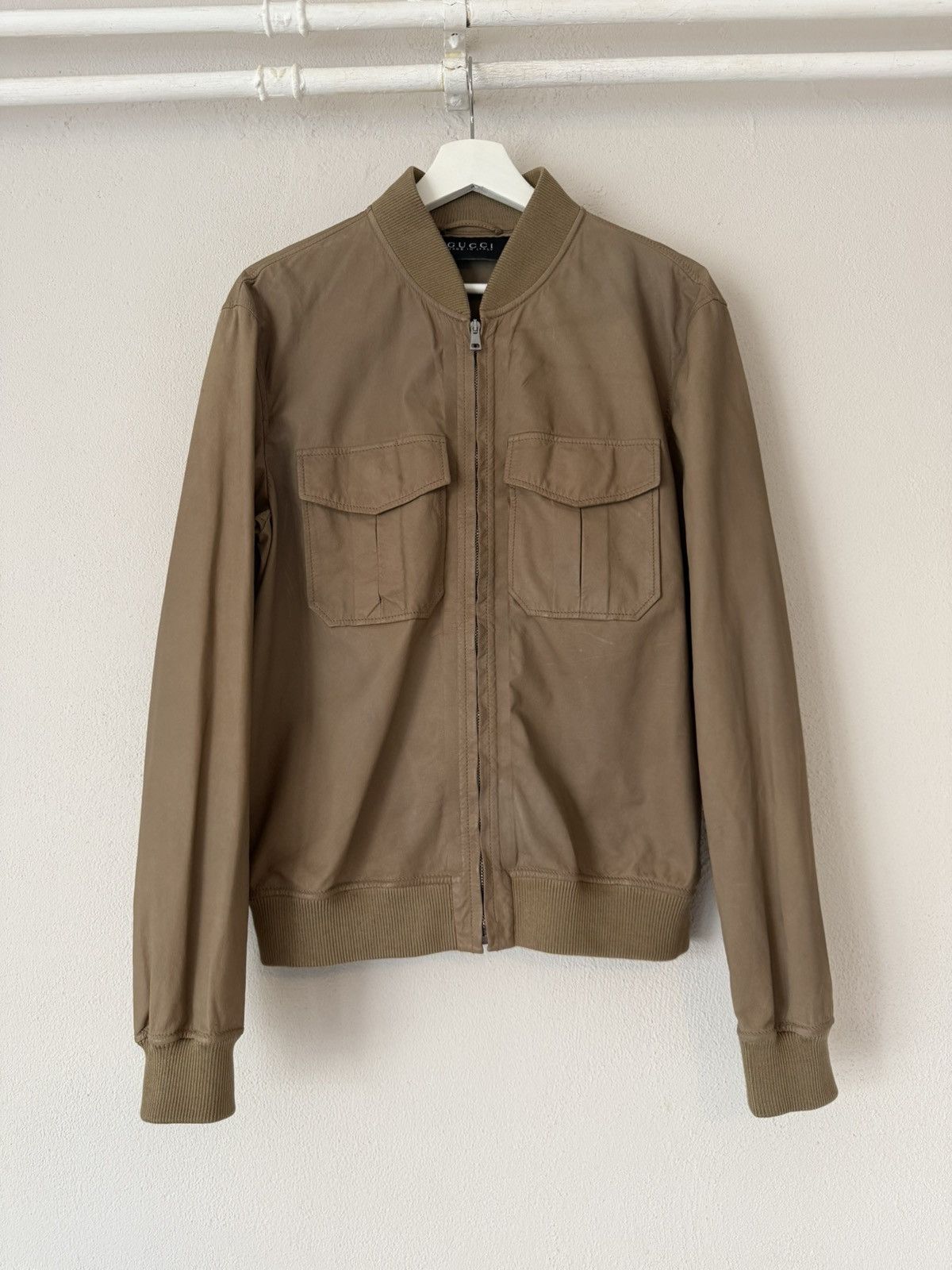 Gucci Kangaroo Leather Bomber Jacket in Olive Brown Size US M / EU 48-50 / 2 - 1 Thumbnail