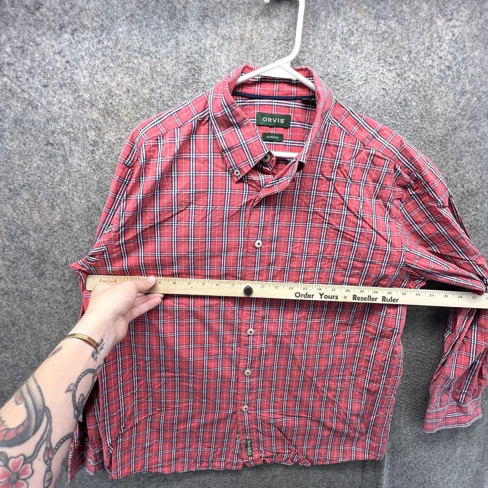 Orvis Orvis Shirt Mens Large Red Plaid Long Sleeve Button Front Casual Active Fit Size US L / EU 52-54 / 3 - 4 Thumbnail
