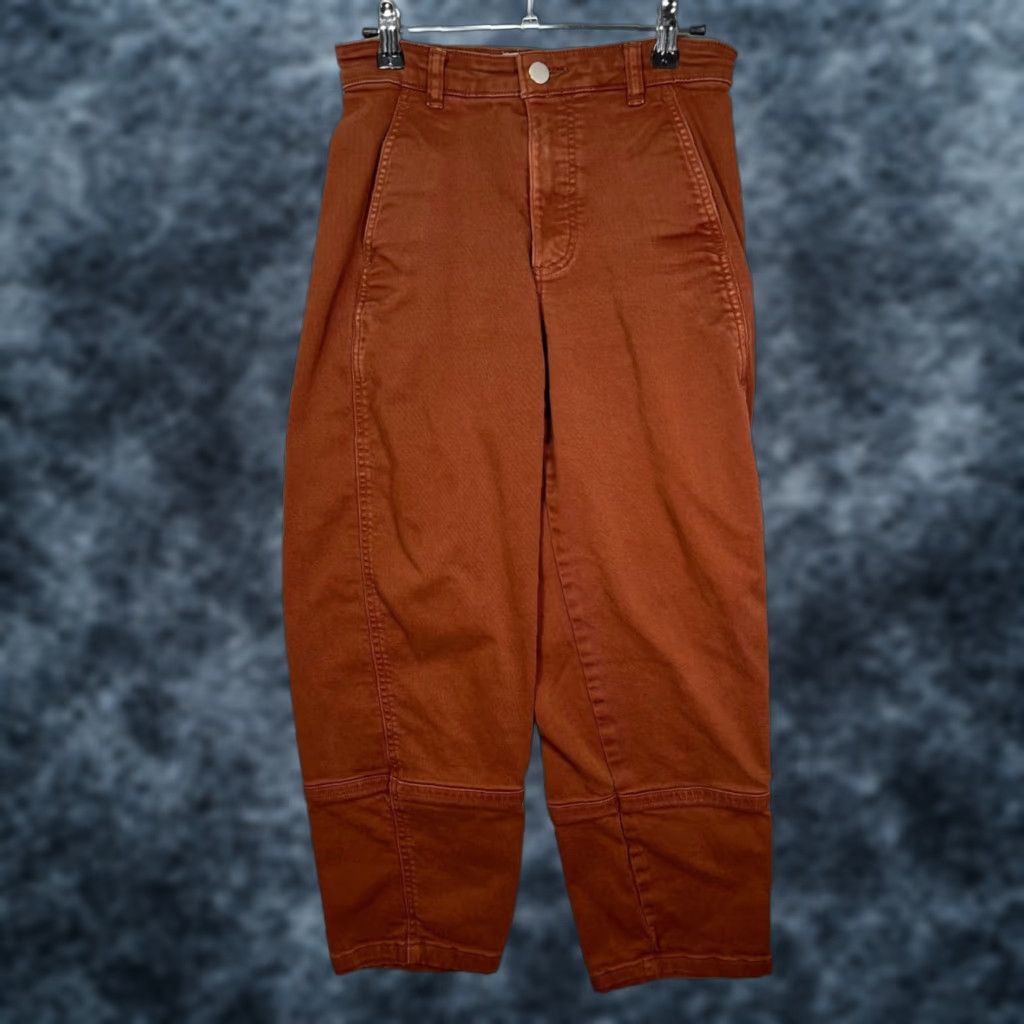 Everlane Everlane Womens 00 Rust Brown High-Waisted Barrel Leg Tapered Pants Size 24" / US 00 / IT 34 - 1 Thumbnail