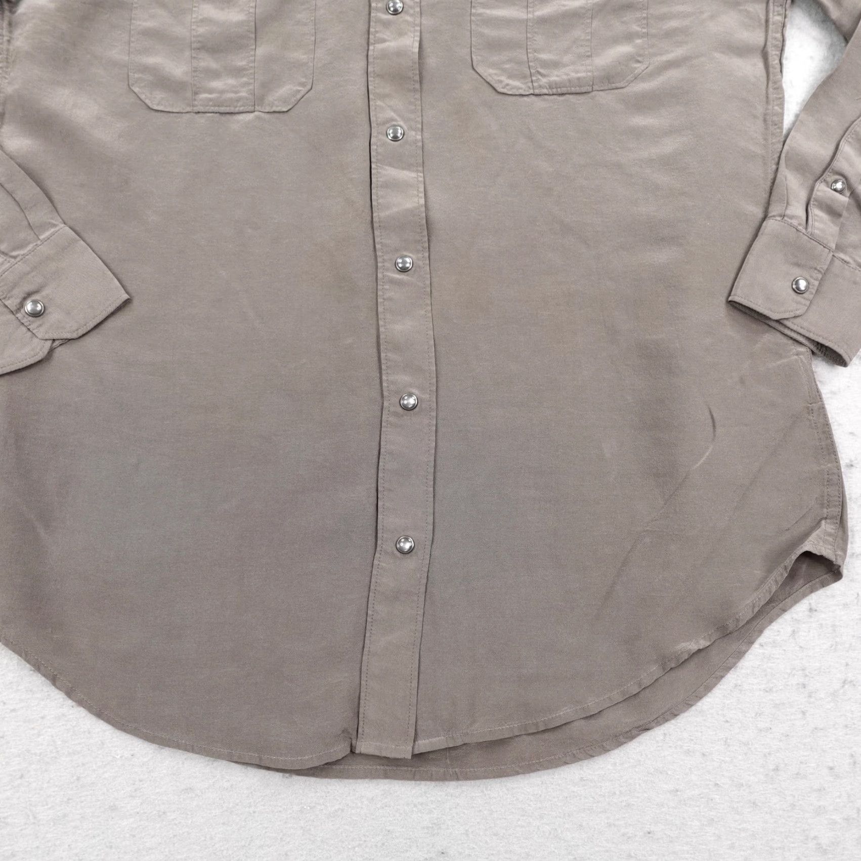 Allsaints All Saints Shirt Womens 6 Gray Octavia Silk Blend Snap Front Lightweight Top Size M / US 6-8 / IT 42-44 - 4 Thumbnail