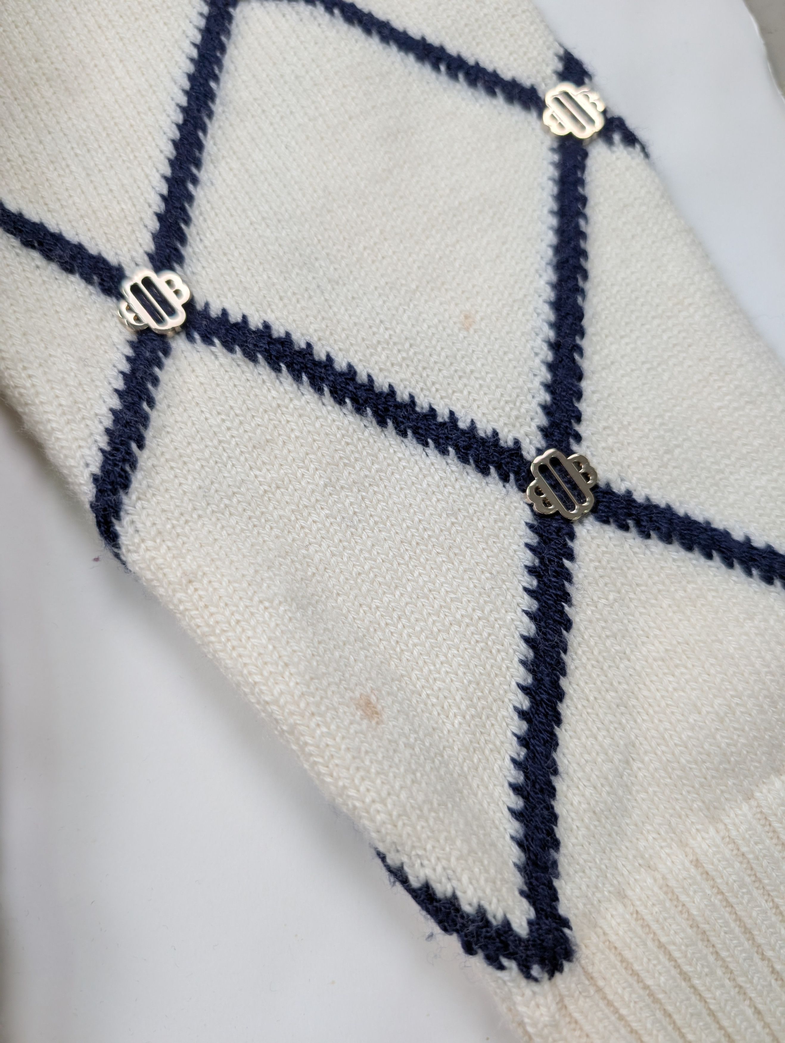 Maje Maje Beige With Navy Diamond-Pattern Cardigan Size XS / US 0-2 / IT 36-38 - 5 Thumbnail