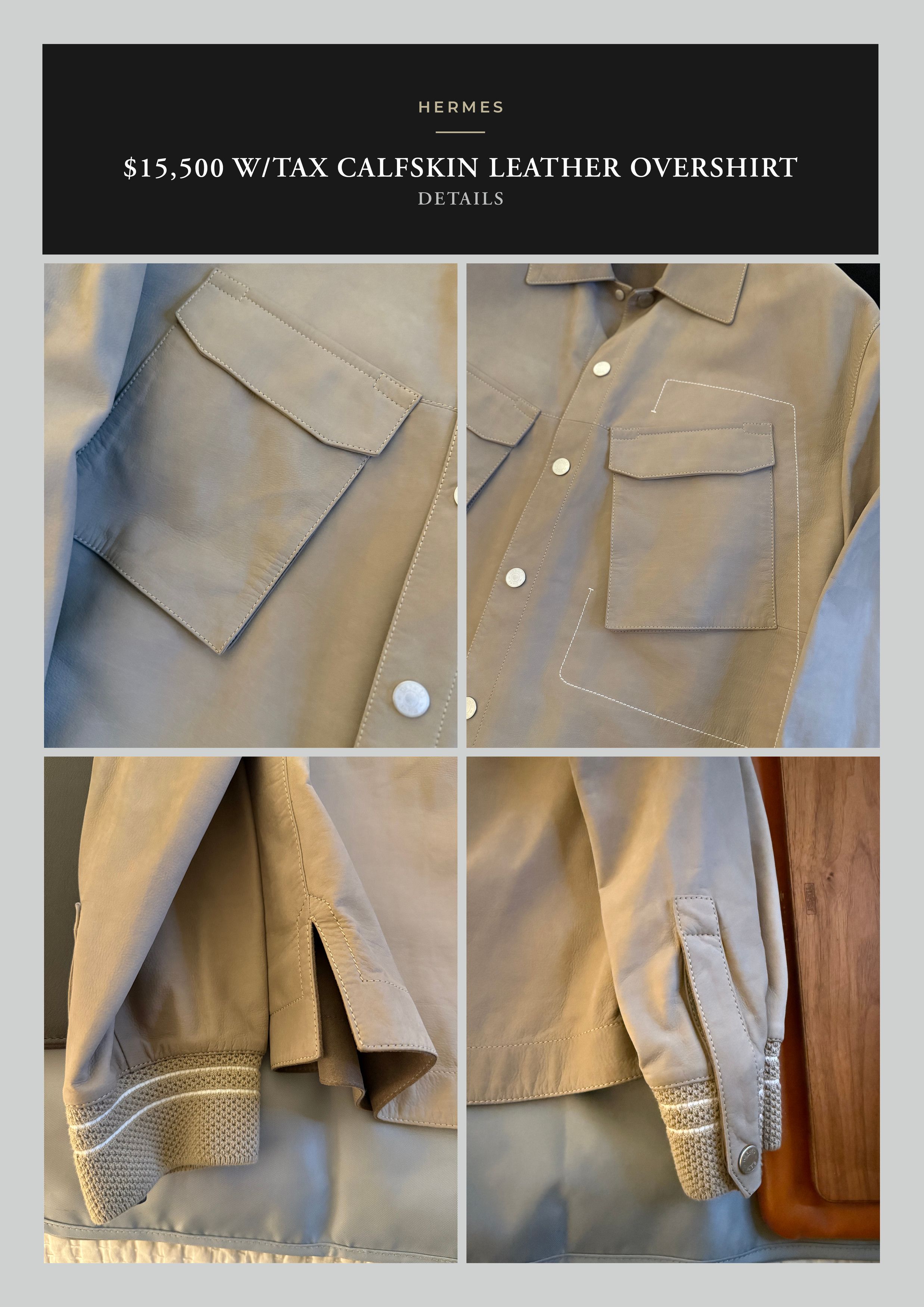 Hermes Best Dressed Ultra Rare $15K w/tax HERMES Calfskin Overshirt Size US XL / EU 56 / 4 - 22 Thumbnail