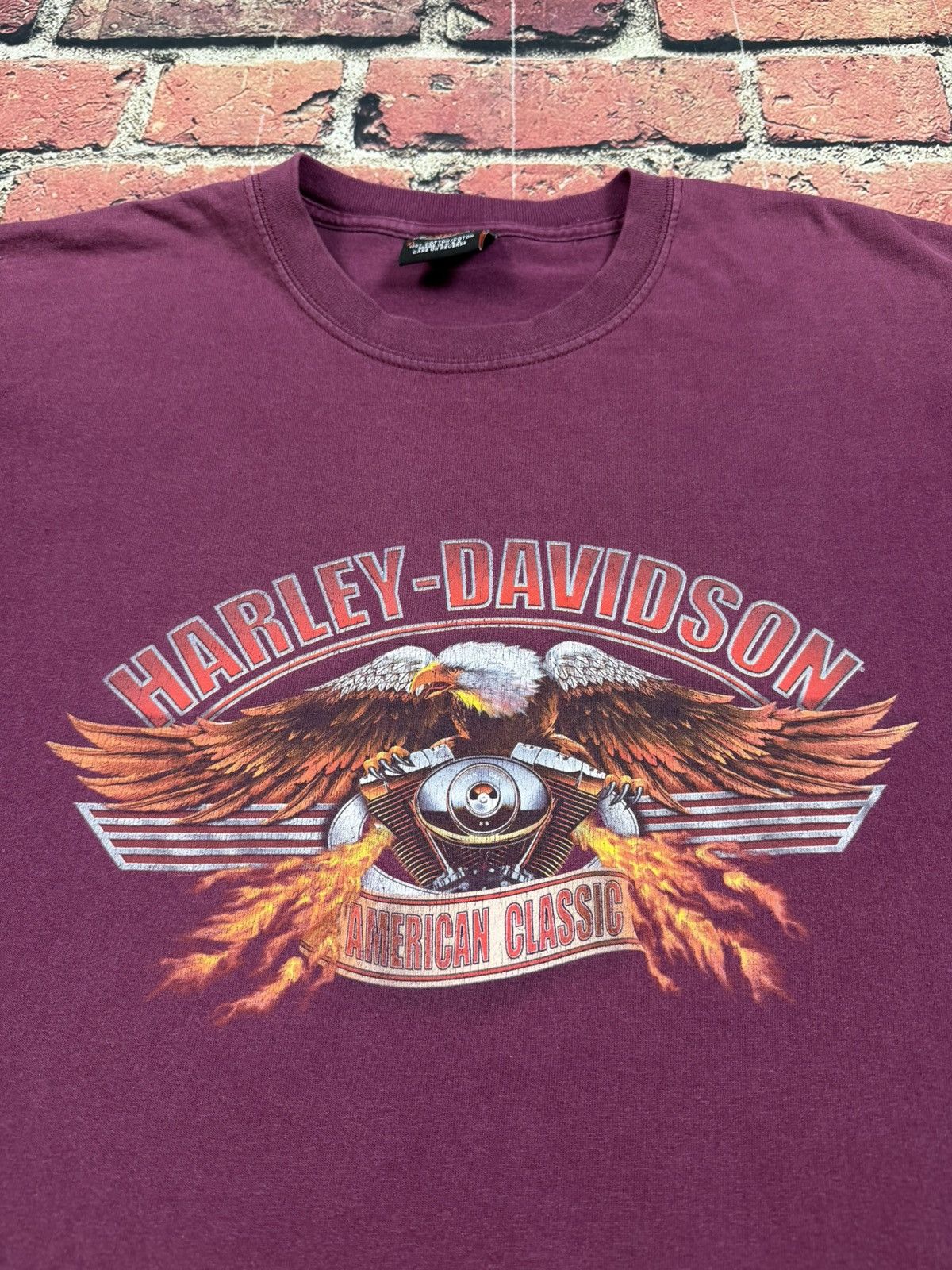 Harley Davidson Harley Davidson Maroon T Shirt Eagle Flames Winchester VA Size US XL / EU 56 / 4 - 4 Thumbnail