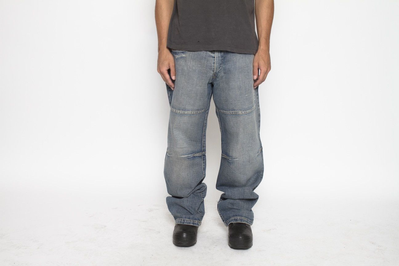 Vintage LIGHT BLUE FADED WASH TECHNICAL DENIM PANTS BY JONNY JOY Size US 36 / EU 52 - 1 Thumbnail