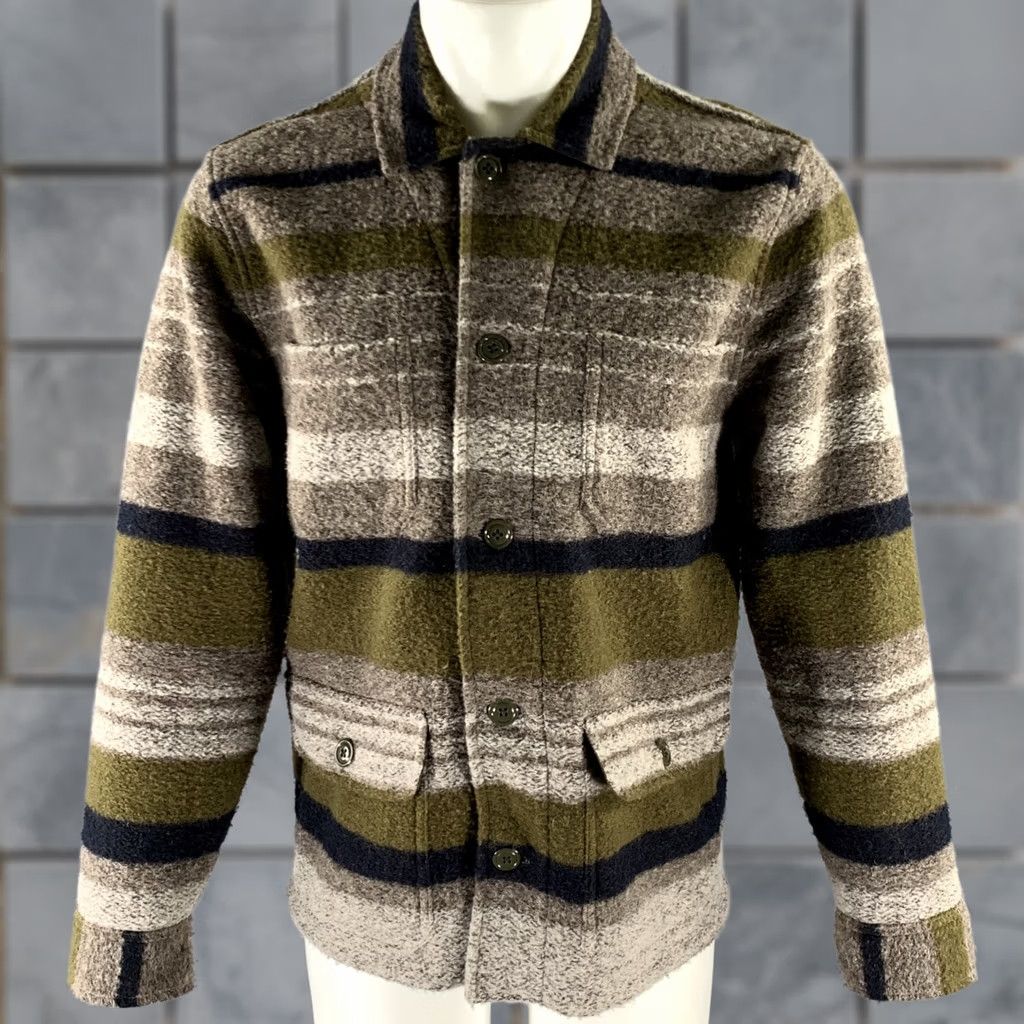 Todd Snyder TODD SNYDER Chore Jacket M Cotton Tan Olive Textured Stripe Size US M / EU 48-50 / 2 - 1 Thumbnail