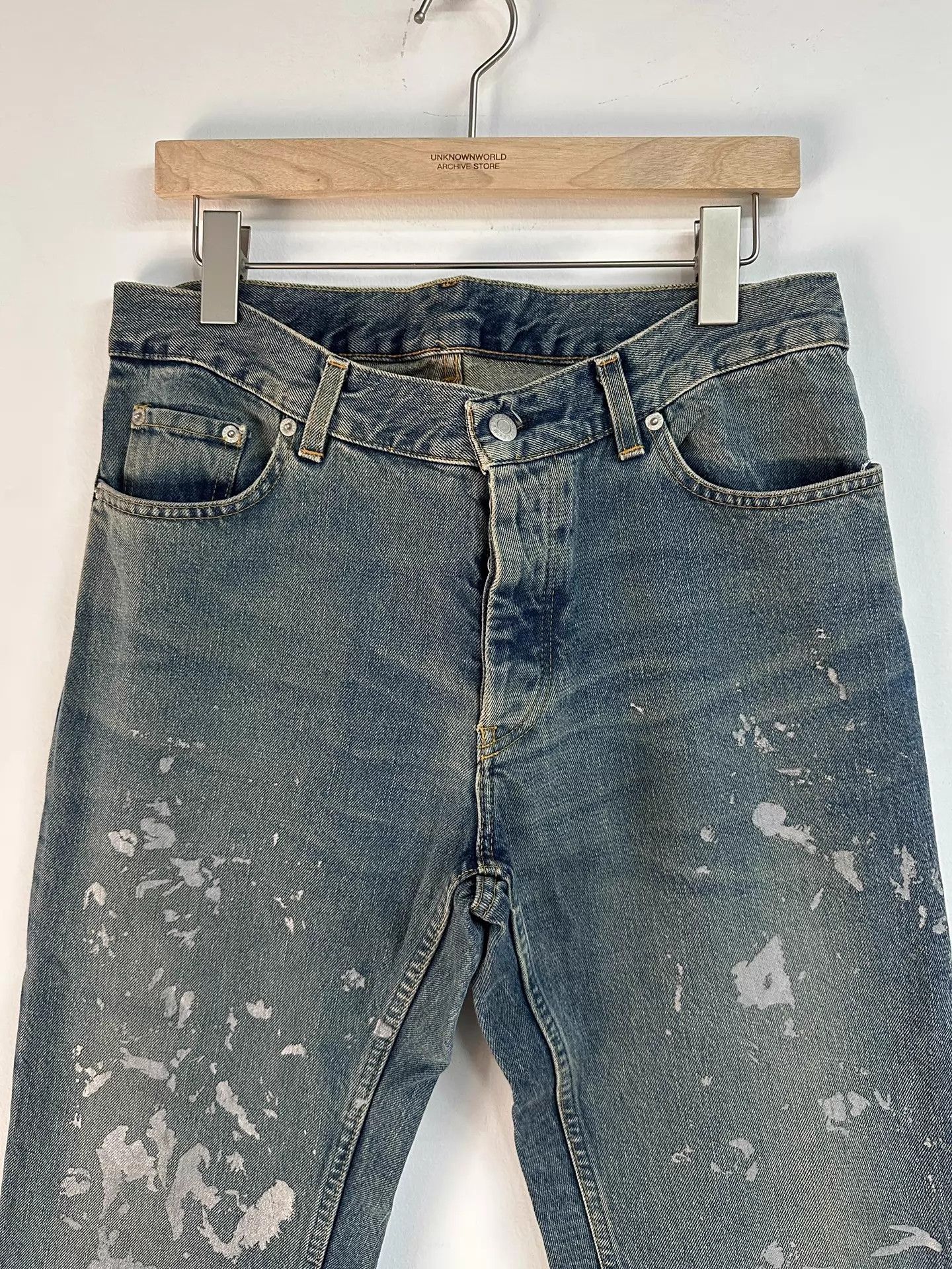 Helmut Lang Helmut Lang Painter Jeans Silver Splatter Blue (Rare, Near Mint) Size US 33 - 2 Thumbnail
