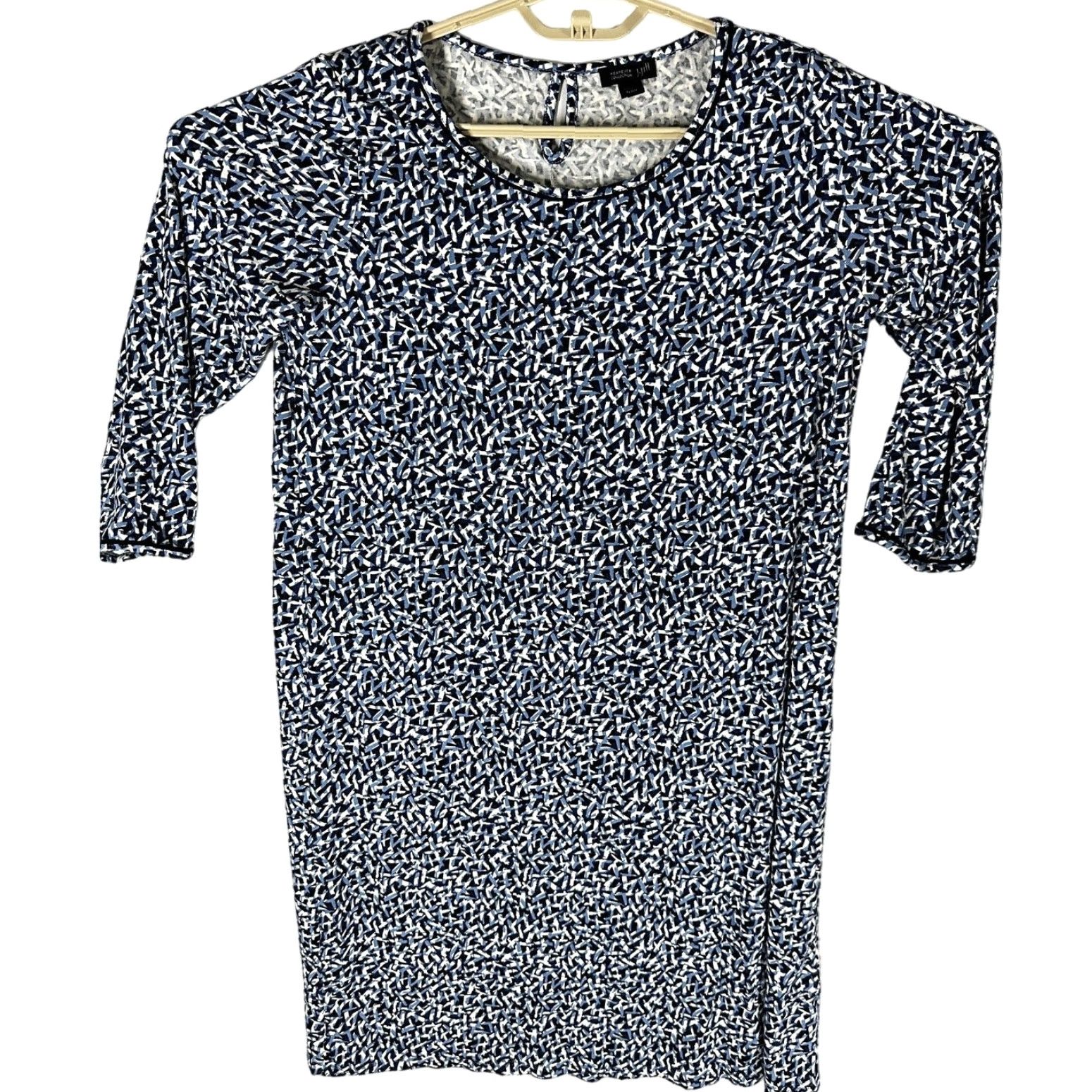 J. Jill J Jill Wearever Shift Dress S Petite SP Blue White Jersey Knit 3/4 Sleeve Travel Size S / US 4 / IT 40 - 2 Thumbnail