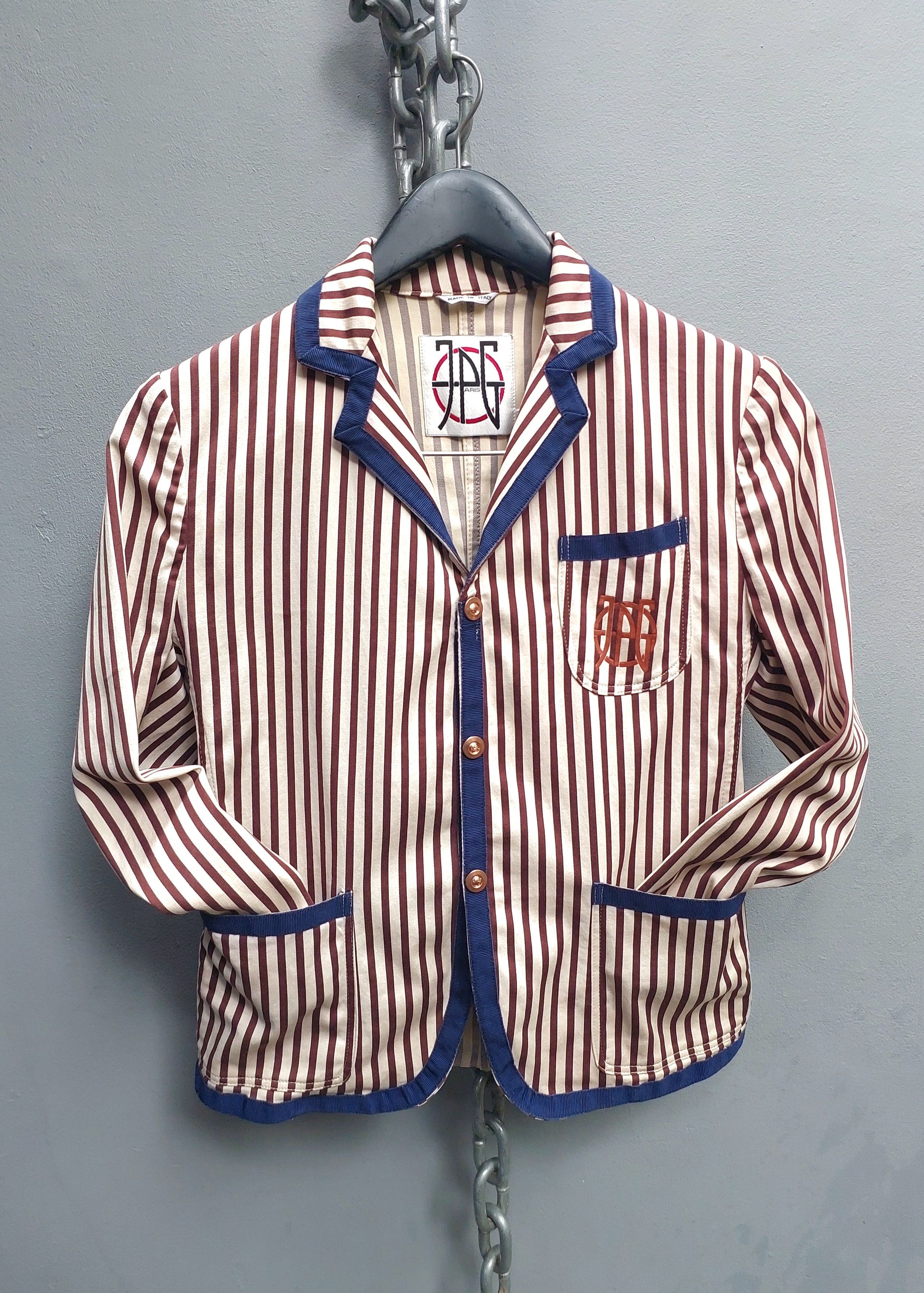 Jean Paul Gaultier Jean Paul Gaultier x Vintage Jeans Striped Blazer Size S / US 4 / IT 40 - 3 Thumbnail