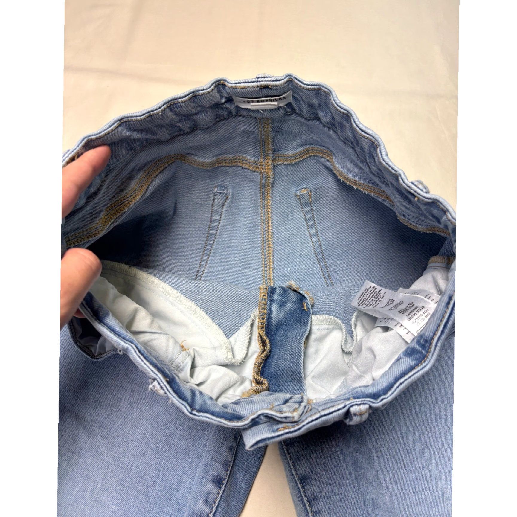 Good American Good American Good Legs Step Hem Jeans Indigo Distressed Blue 29 30 Inseam 27/28 5-Pocket Denim Stretch Slim High Rise Womens Jeans Size 29" - 4 Thumbnail