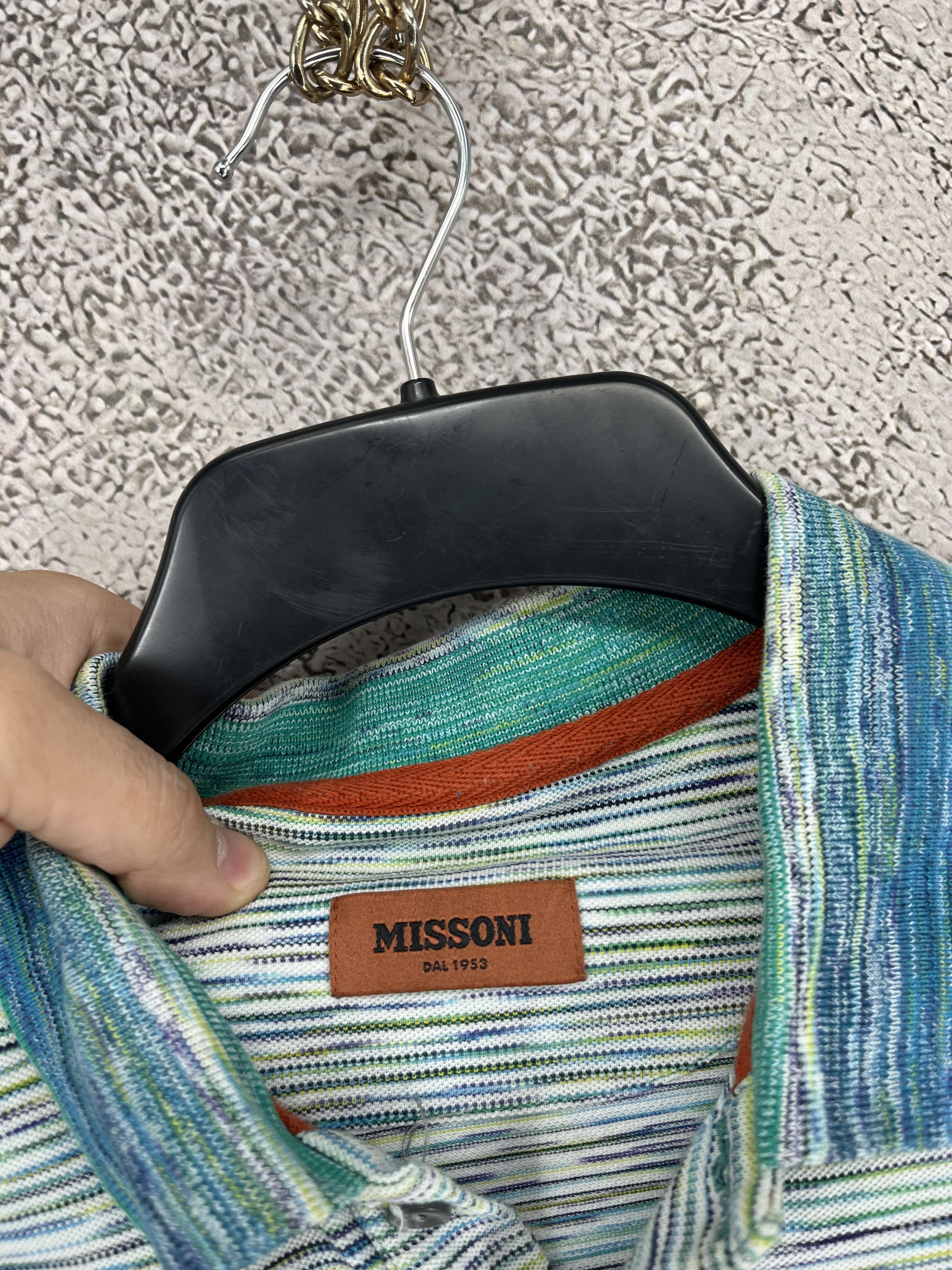 Missoni Rare Missoni Signature Blue Stripe Crewneck Tee Size-M Size US M / EU 48-50 / 2 - 7 Thumbnail
