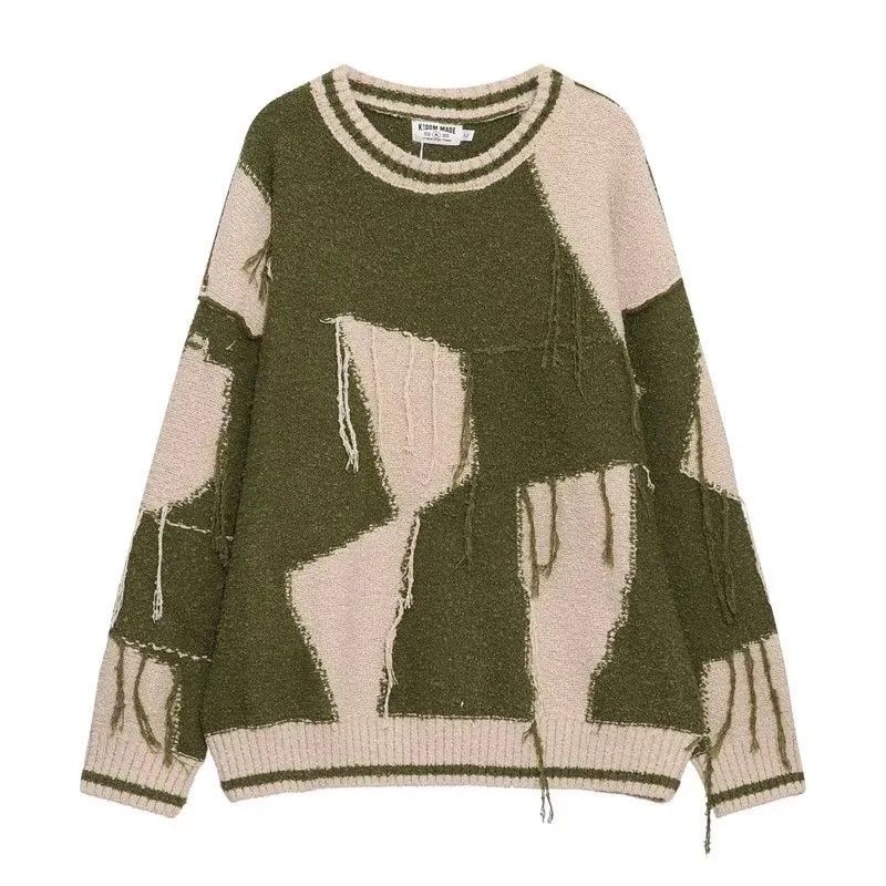 Vintage Sweater Women Plaid Knitwear