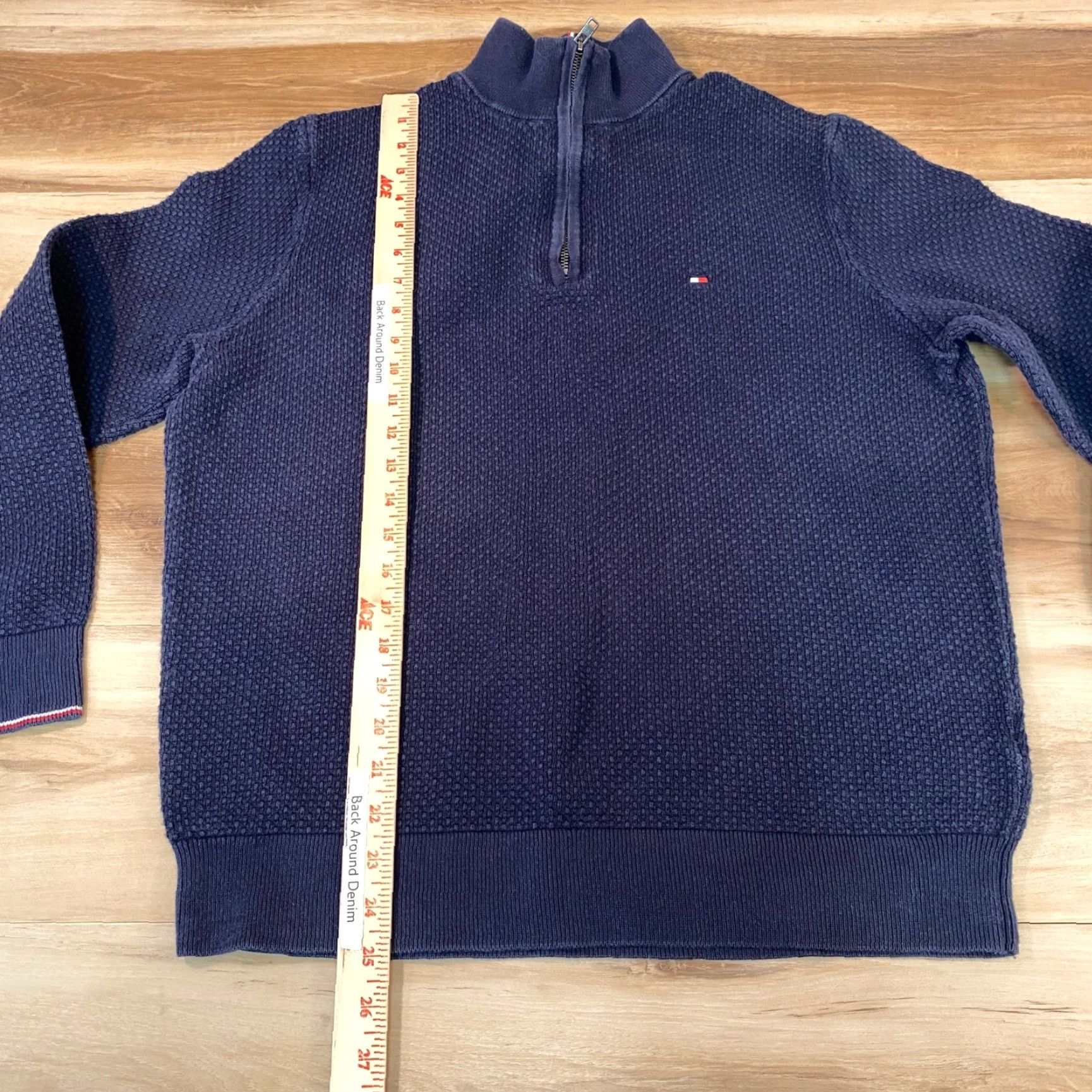 Tommy Hilfiger Tommy Hilfiger Sweater Mens XL Navy Blue Cotton Waffle Knit Quarter Zip Size US XL / EU 56 / 4 - 5 Thumbnail
