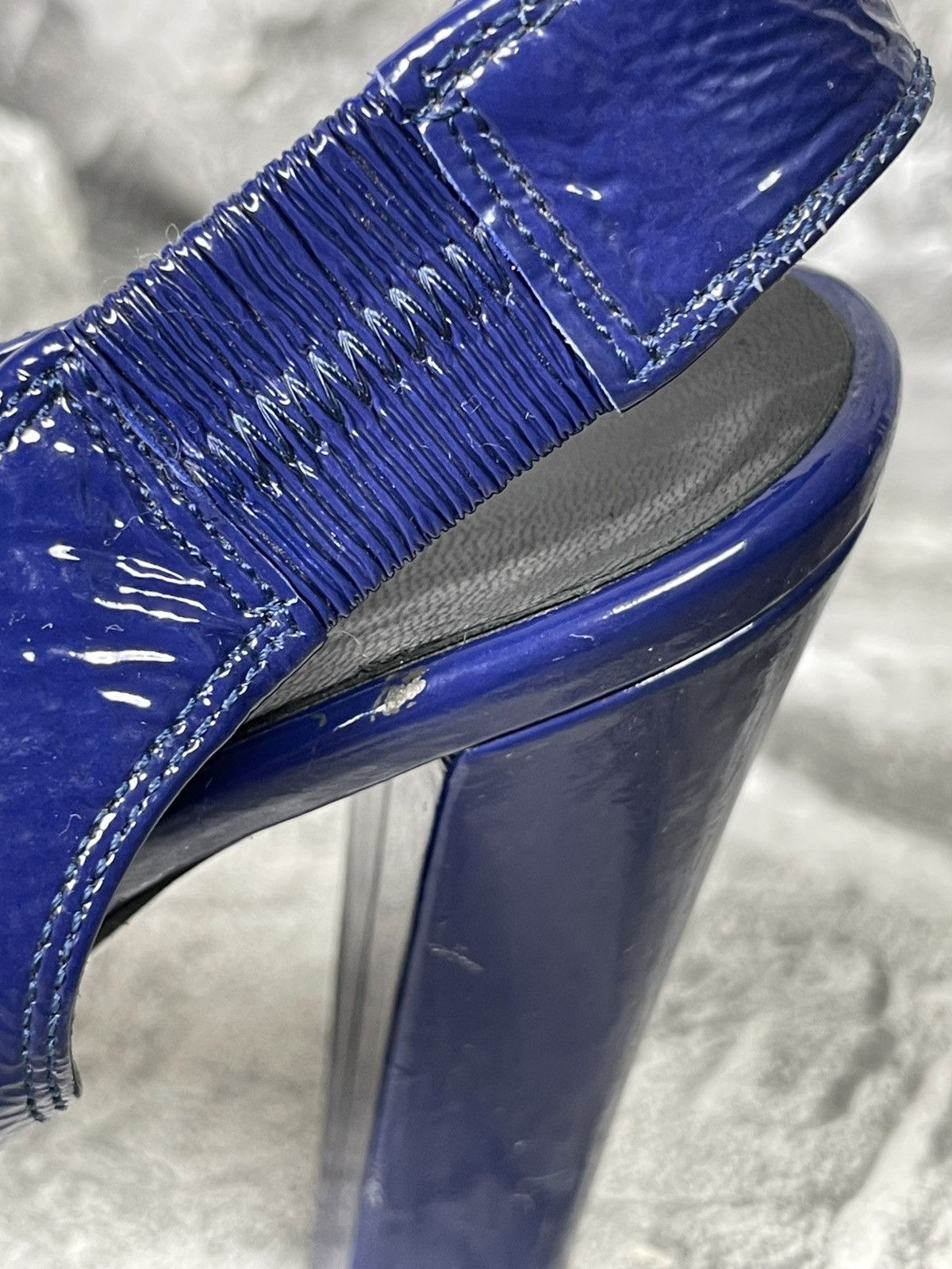 Balenciaga × Vintage Balenciaga Navy Blue Leather Slingback Heeled Sandals Size US 9 / IT 39 - 7 Thumbnail