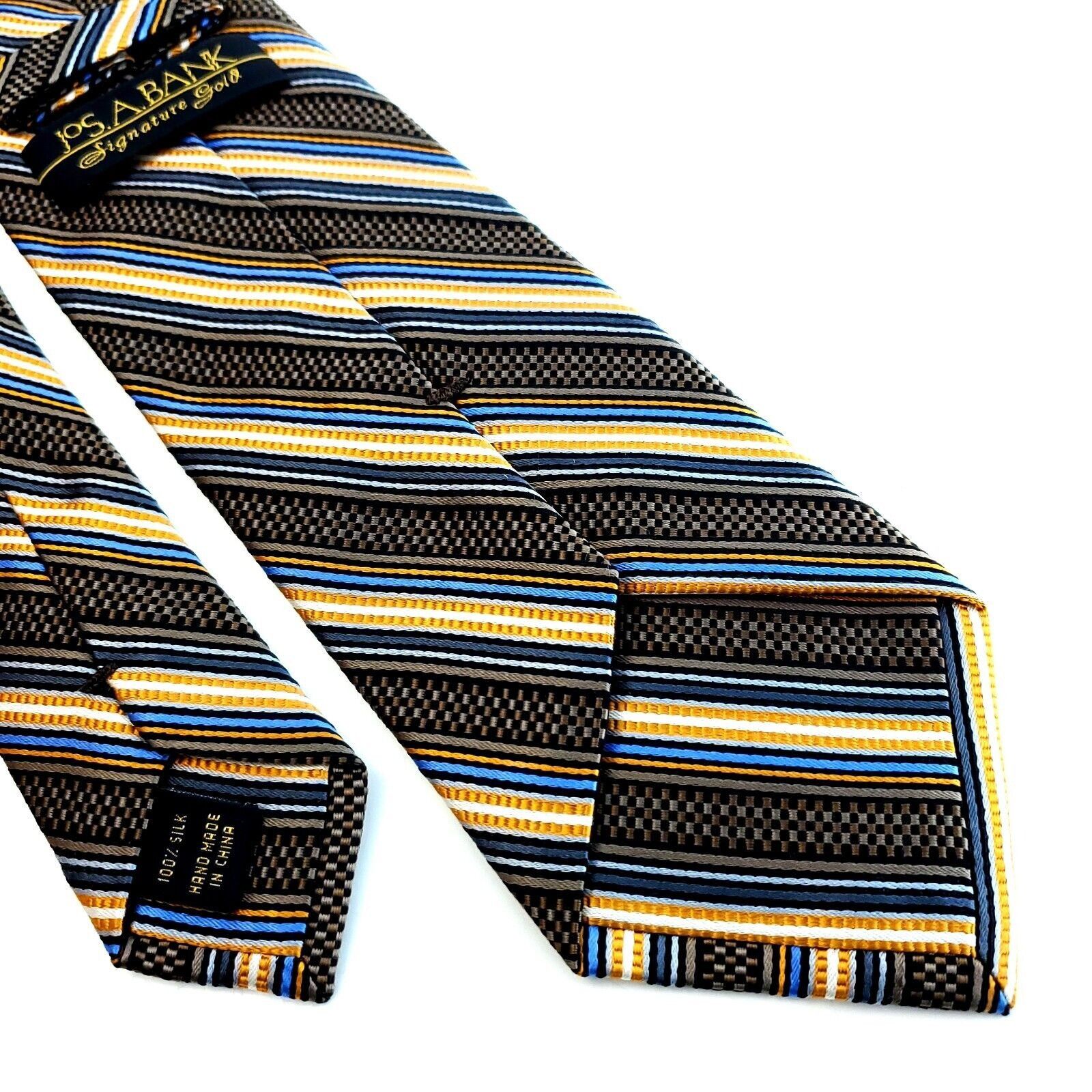 Jos. A. Bank Jos A Bank Signature Gold Striped Brown Orange Blue Woven Si Size ONE SIZE - 5 Thumbnail