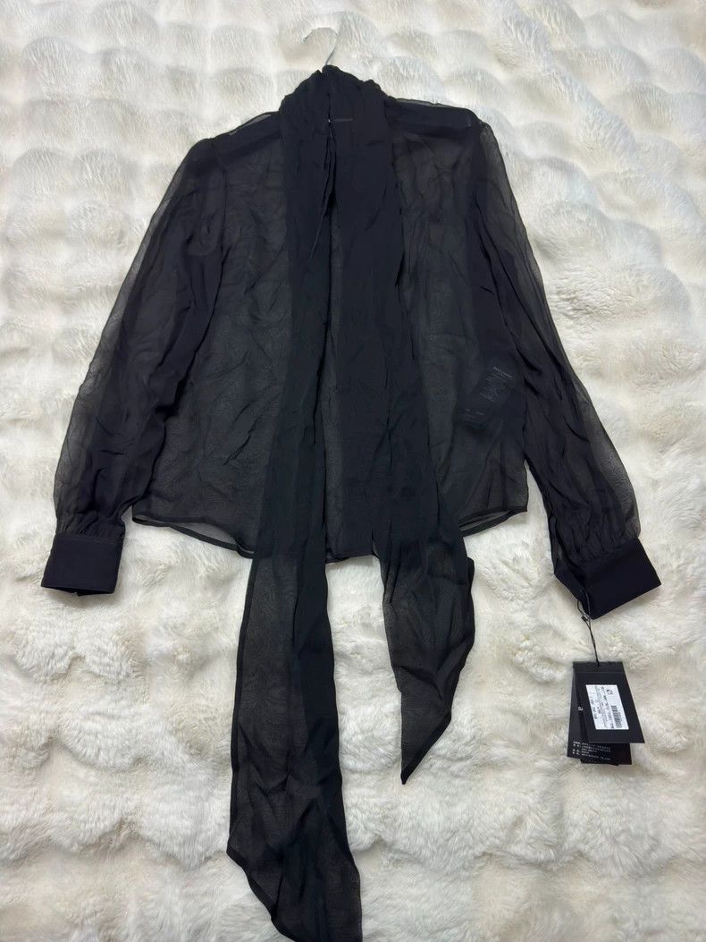Yves Saint Laurent saint laurent High-set silk ribbon see-through women's shir Size XS / US 0-2 / IT 36-38 - 2 Thumbnail