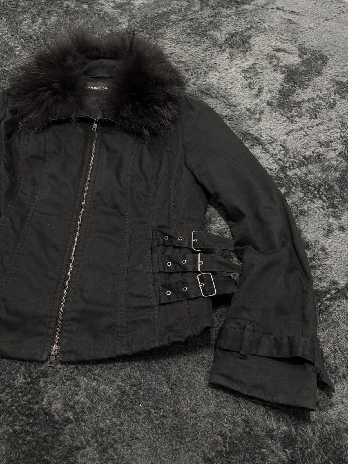 00s Rare Fur Collar Y2K Belted LGB I6W9 Style Jacket