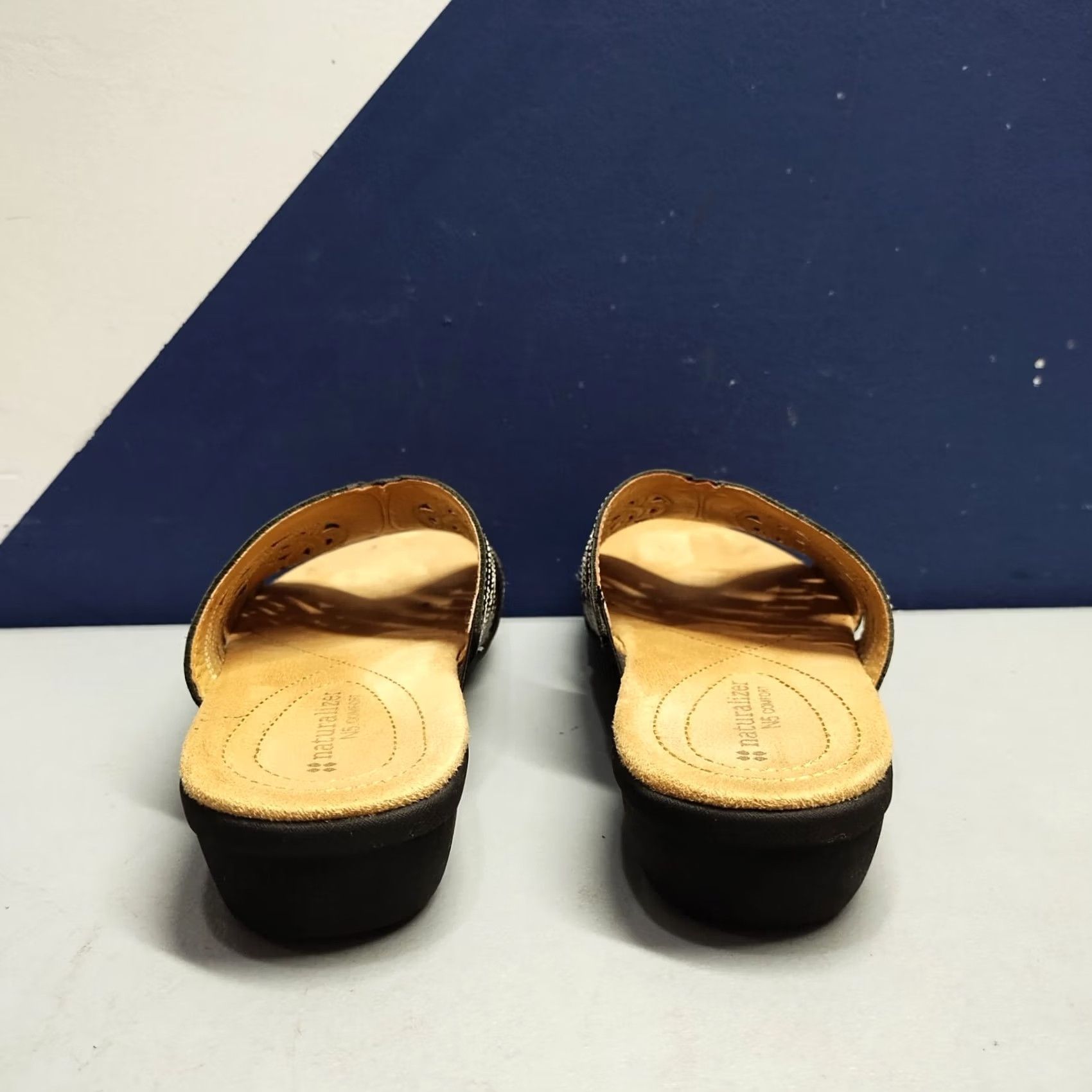 Naturalizer Naturalizer N5 Comfort Slide Sandals Women US 7.5 Black Tan Wedge Slip On Size US 8 / IT 38 - 5 Thumbnail