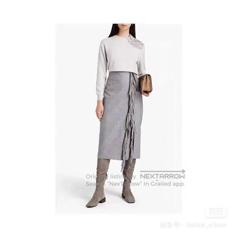 Brunello Cucinelli Brunello Cucinelli Fringe Wool Skirt Size 25" / US 0 / IT 36 - 8 Thumbnail