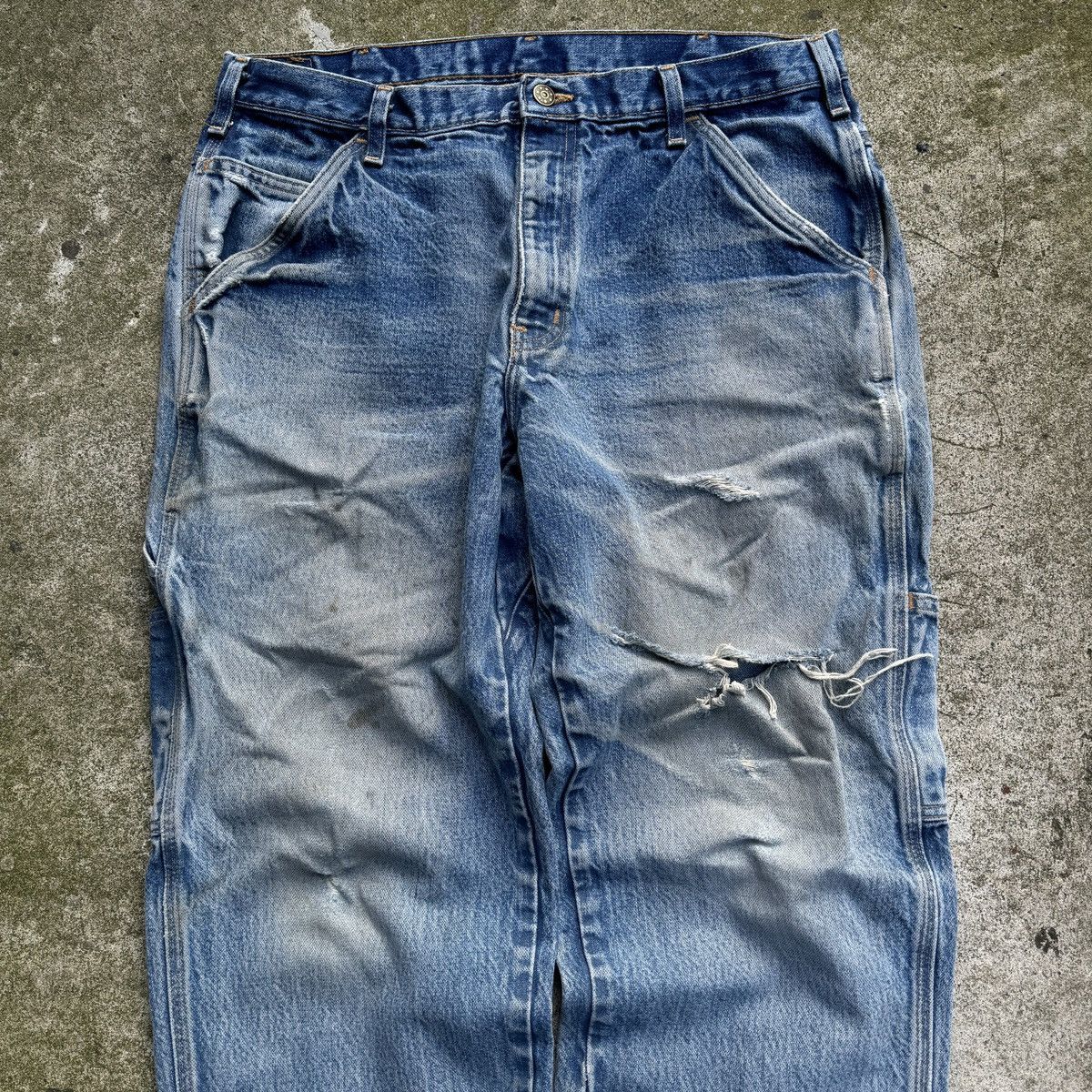 Vintage 90s Faded Thrashed Distressed Workwear Jeans ERD Grunge Size US 34 / EU 50 - 5 Thumbnail