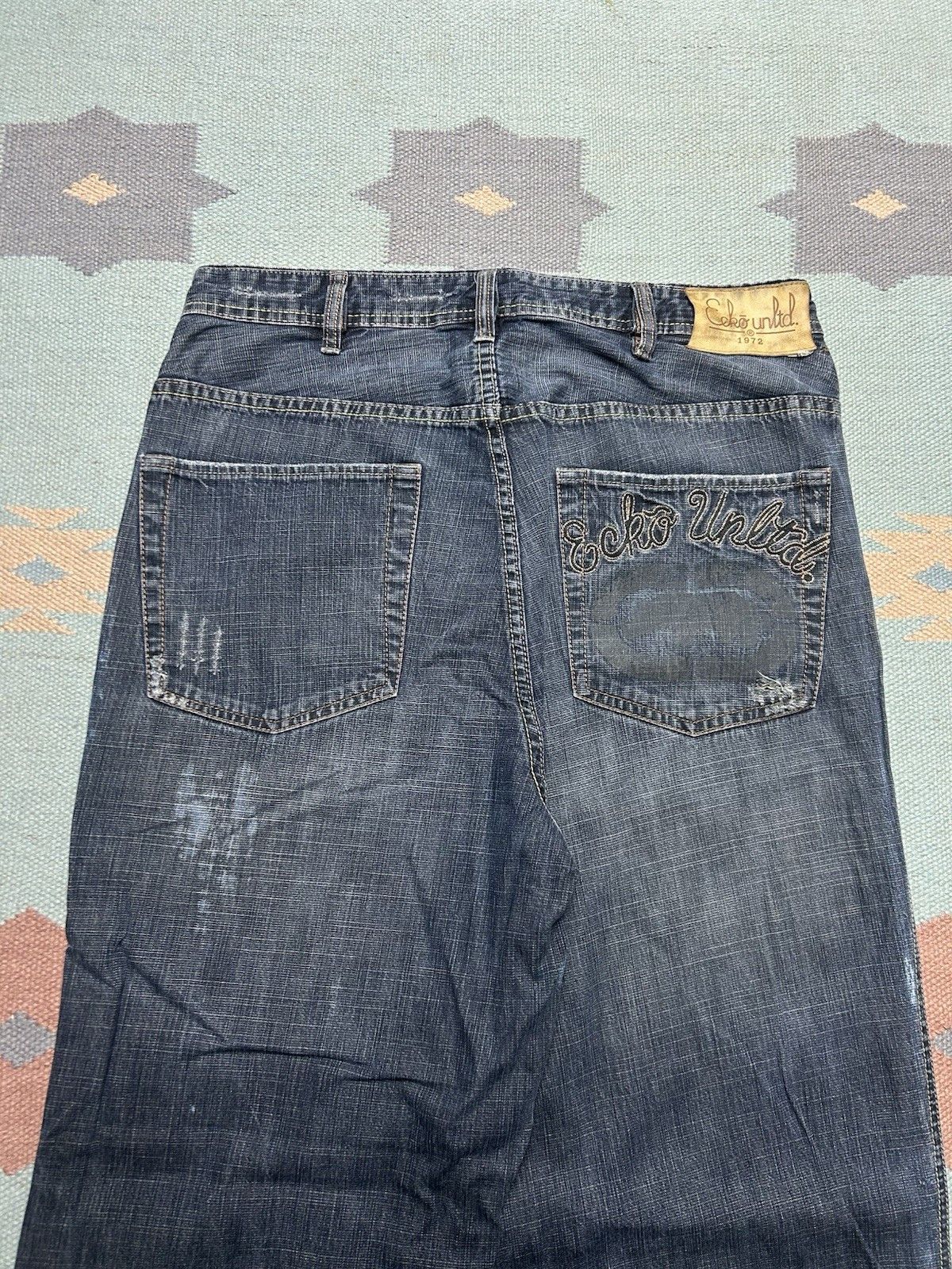 Vintage Vtg y2k baggy jeans ecko unltd embroidered wide skater 33x32 Size US 33 - 4 Thumbnail