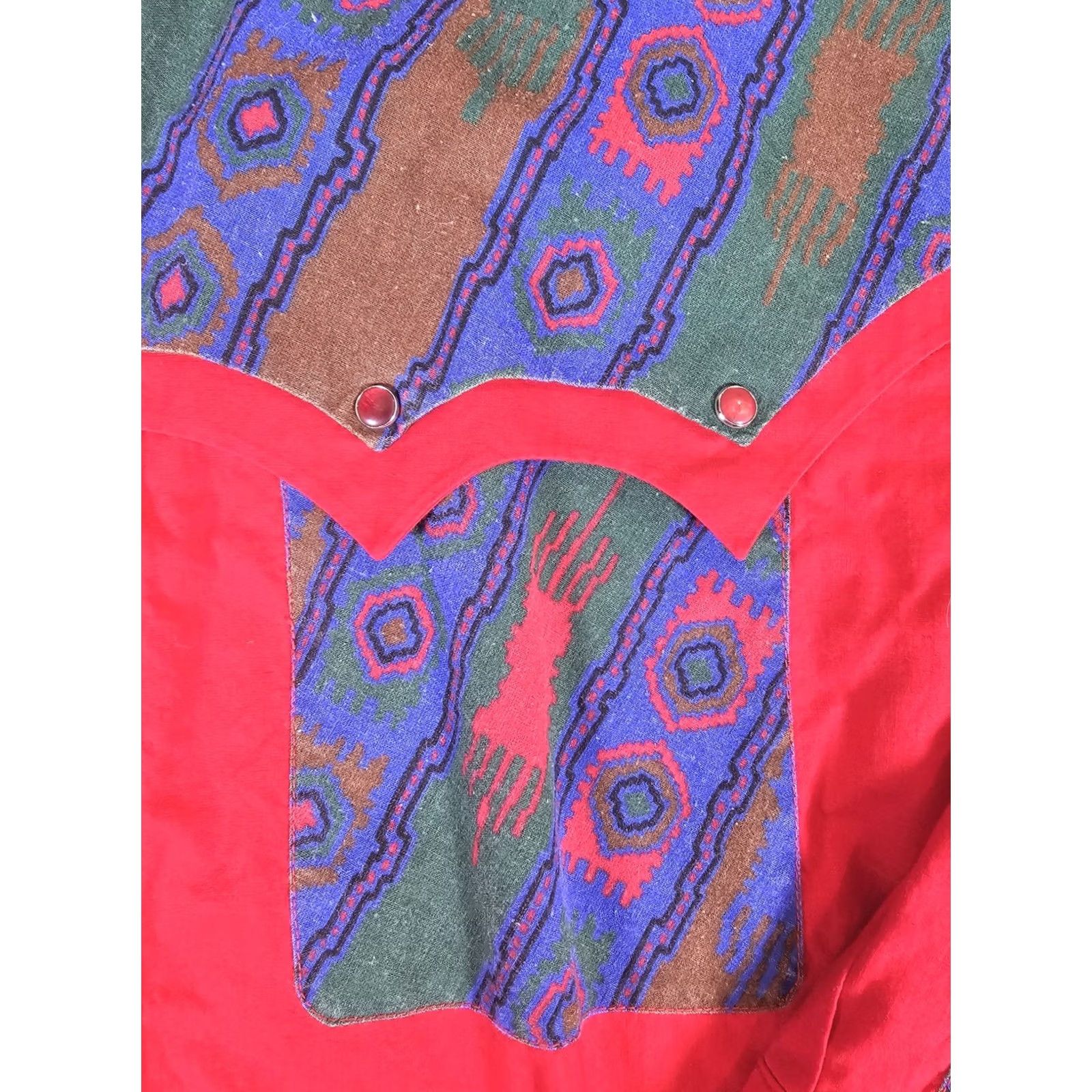 Vintage VINTAGE Trisha DeHall Western Shirt Lg Long Sleeve Rockabilly Cowboy Red Aztec Pearl Snap Mens Size US L / EU 52-54 / 3 - 5 Thumbnail