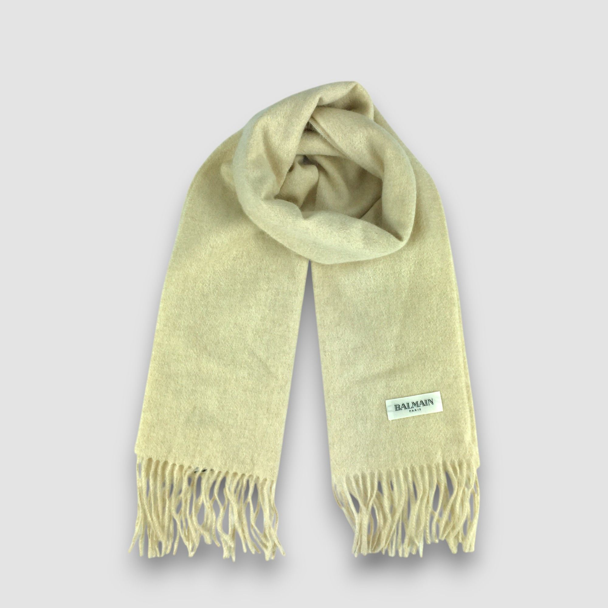 Japanese Brand Vintage Balmain Scarf Fringe Winter Christmas Wool Scarves Size ONE SIZE - 4 Thumbnail