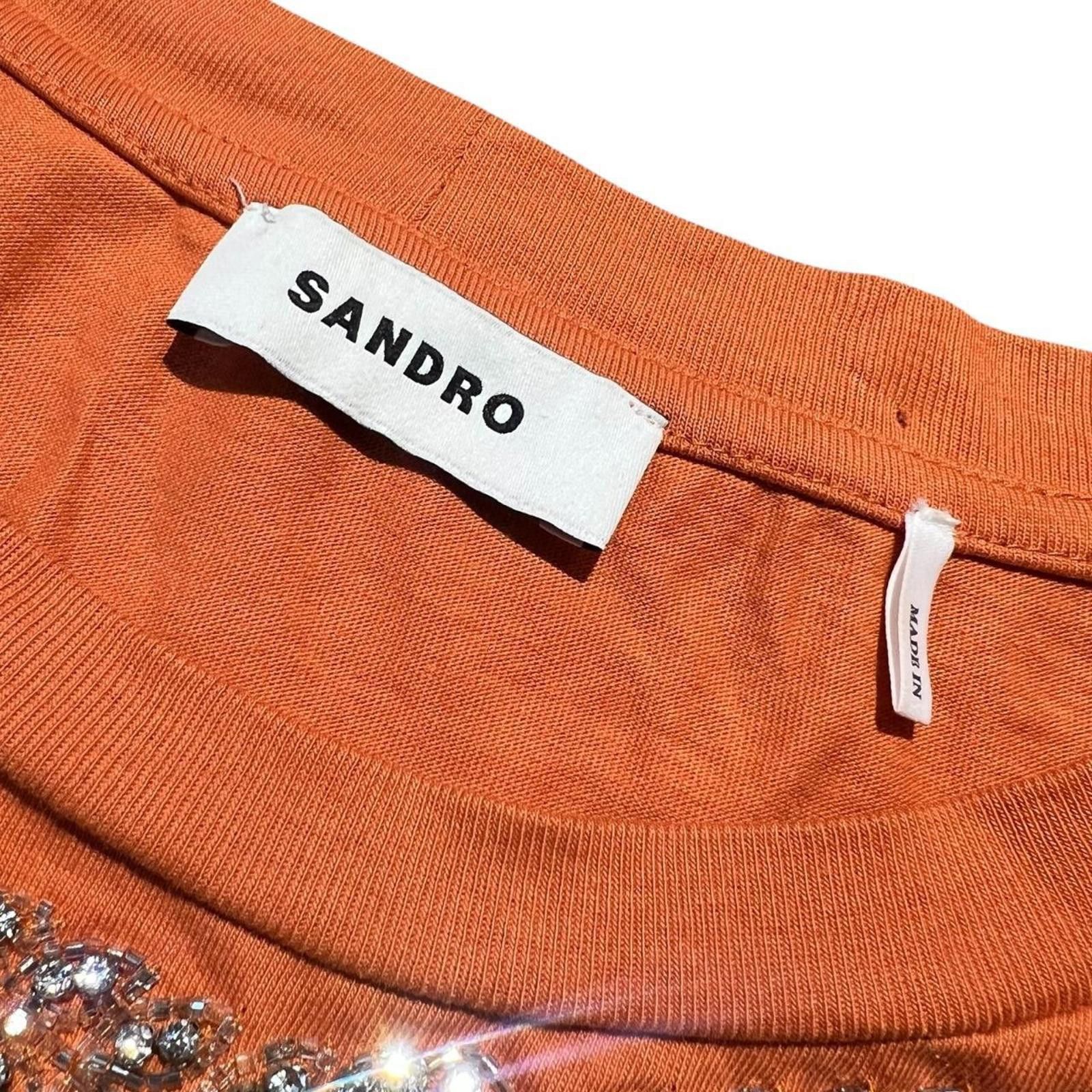 Sandro Sandro Rhinestone Embellished T-shirt Jaunes/ Oranges Size XS / US 0-2 / IT 36-38 - 3 Thumbnail