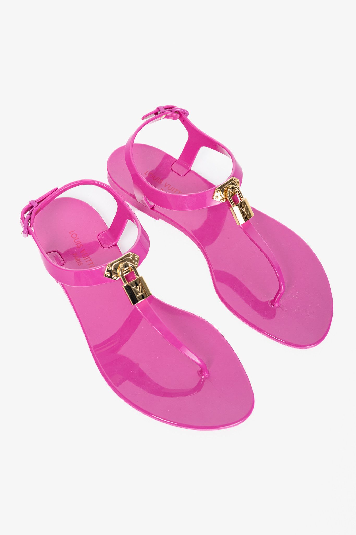 Louis Vuitton Louis Vuitton Bikini Magenta Flat Padlock Thong Sandals Size US 8.5 / IT 38.5 - 1 Thumbnail