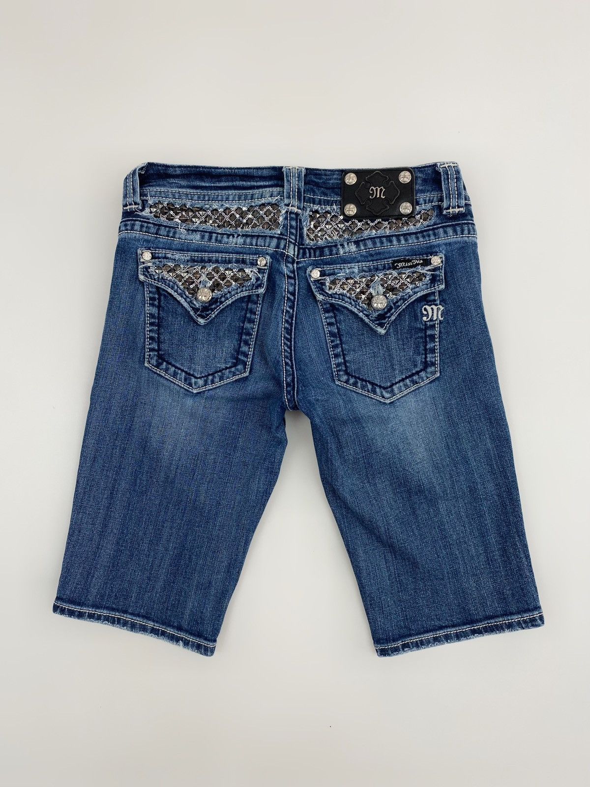 Miss Me Y2K Vintage Miss Me Distressed Studded Bermuda Denim Shorts Size 29" - 5 Thumbnail