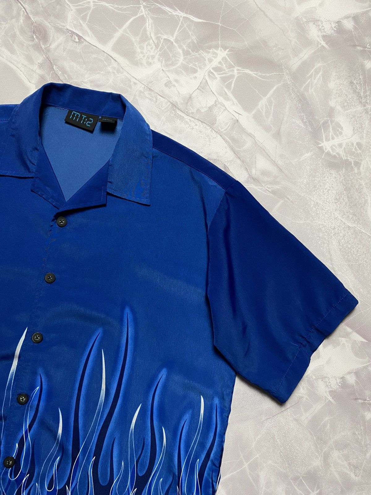Vintage Vintage Y2K MT:2 Blue Flames Short Sleeve Shirt Mens Size M Size US M / EU 48-50 / 2 - 2 Thumbnail