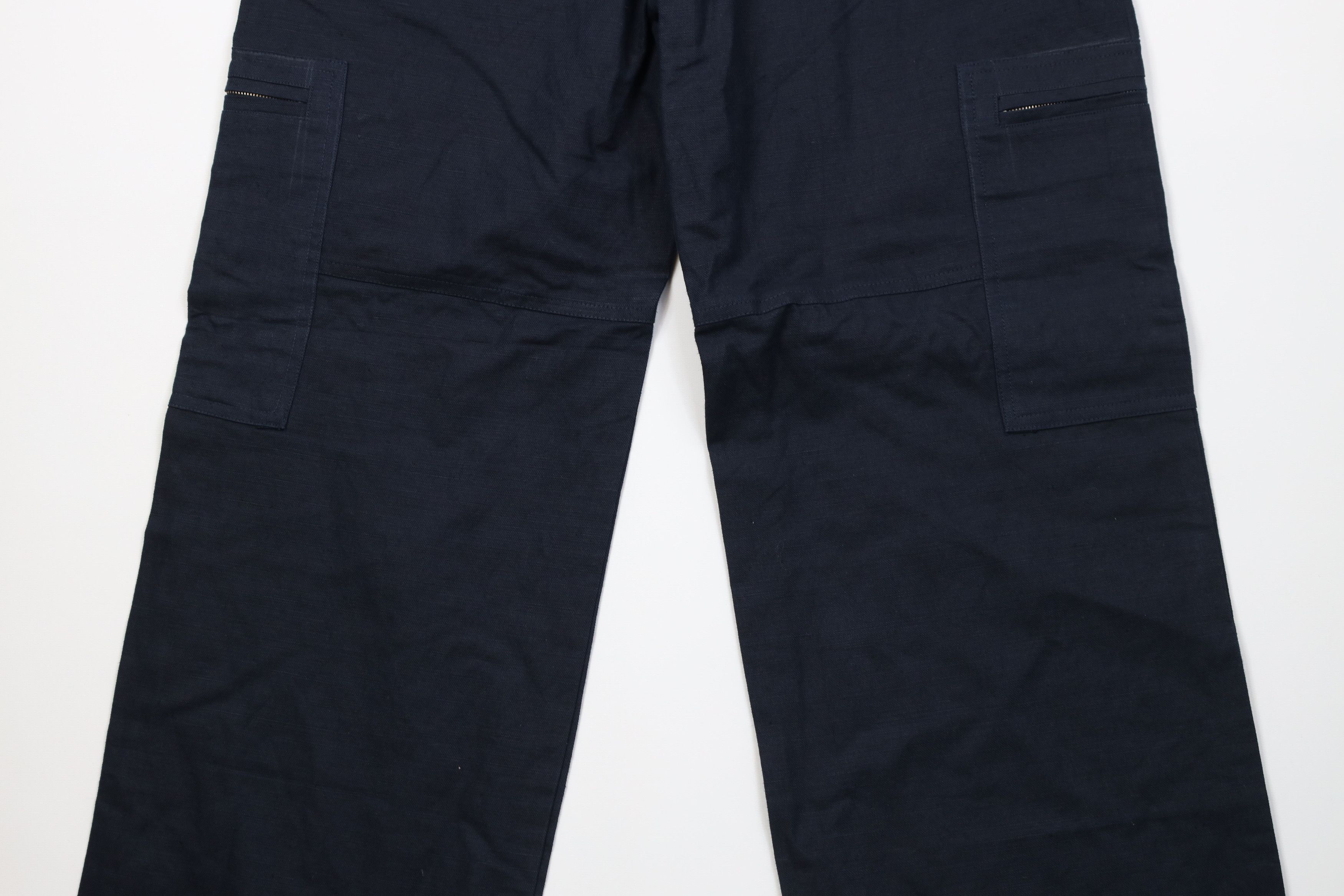 Vintage Vintage 70s Streetwear Baggy Wide Leg Cargo Pants Navy Blue Size 28" / US 6 / IT 42 - 10 Thumbnail